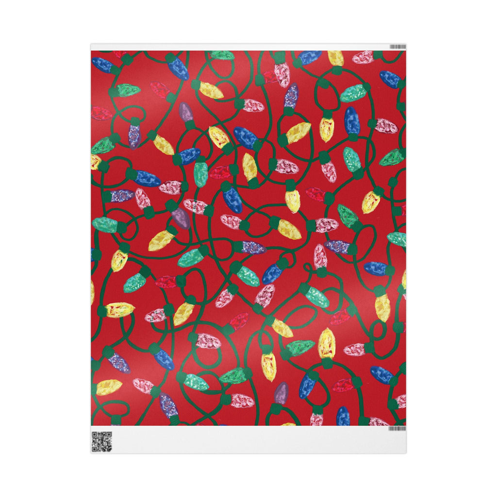Festive Christmas Lights Wrapping Paper, Eco-Friendly - Blue Cava