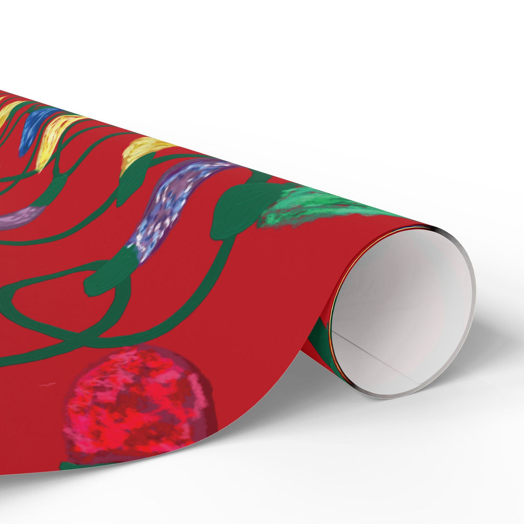 Festive Christmas Lights Wrapping Paper, Eco-Friendly - Blue Cava