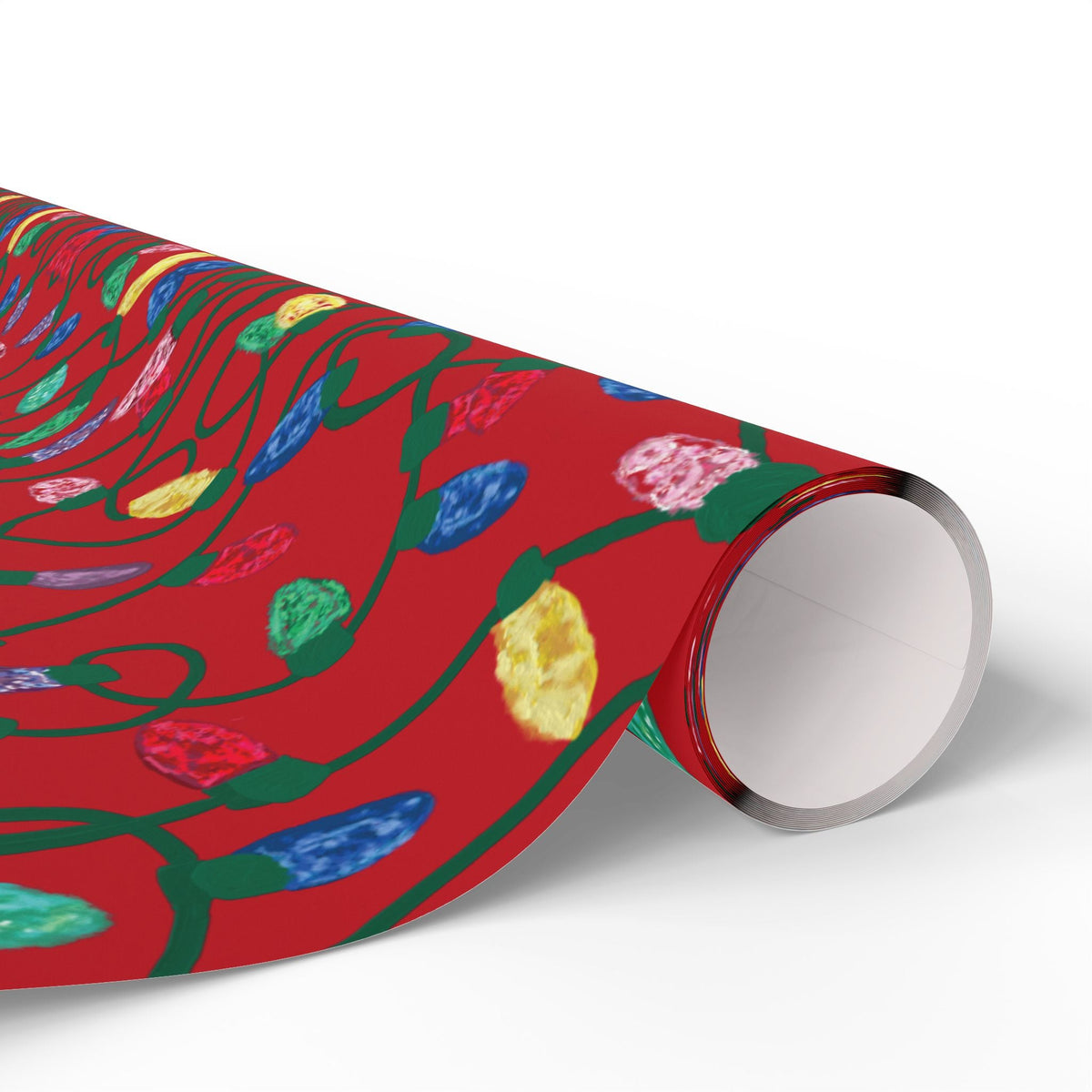Festive Christmas Lights Wrapping Paper, Eco-Friendly - Blue Cava