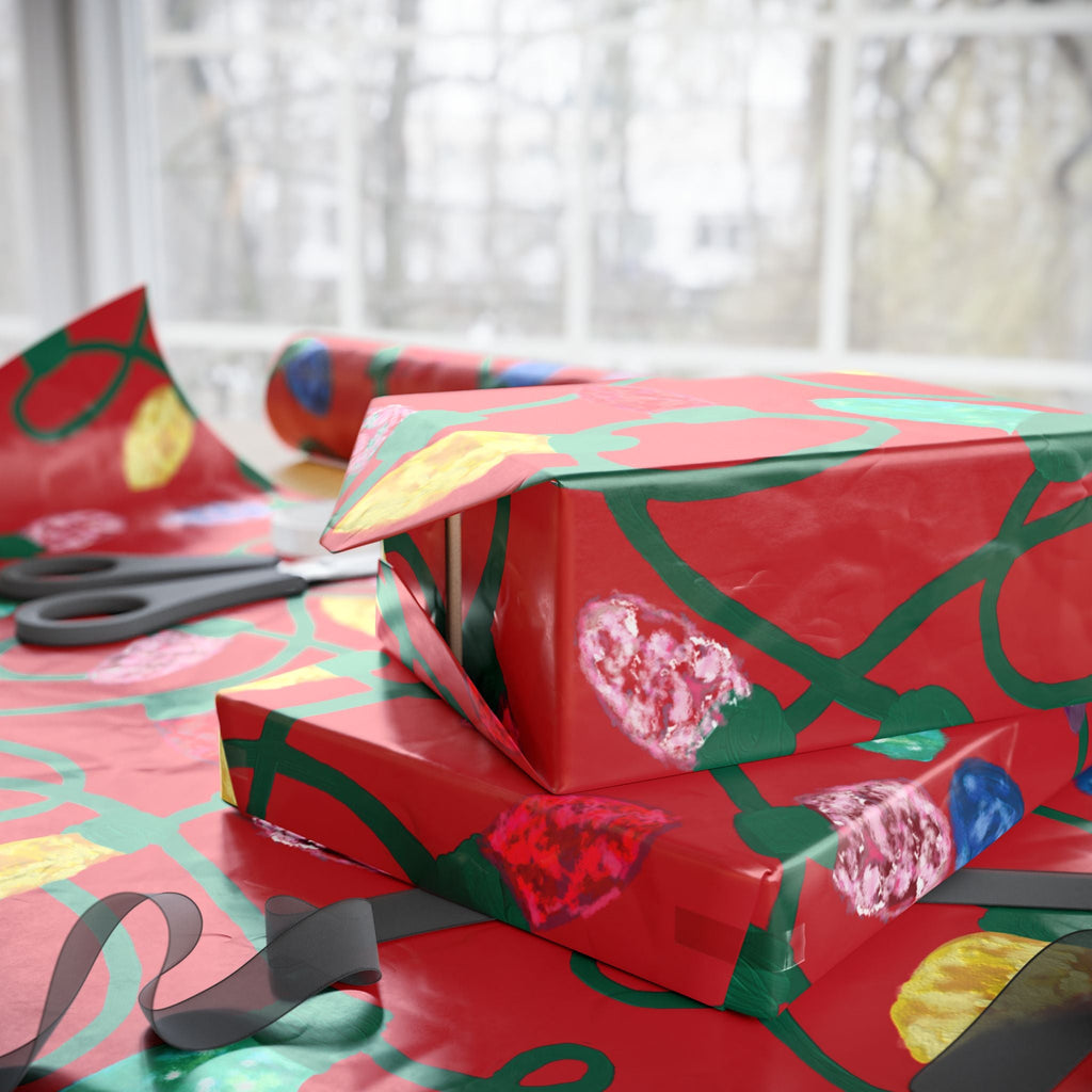 Festive Christmas Lights Wrapping Paper, Eco-Friendly - Blue Cava