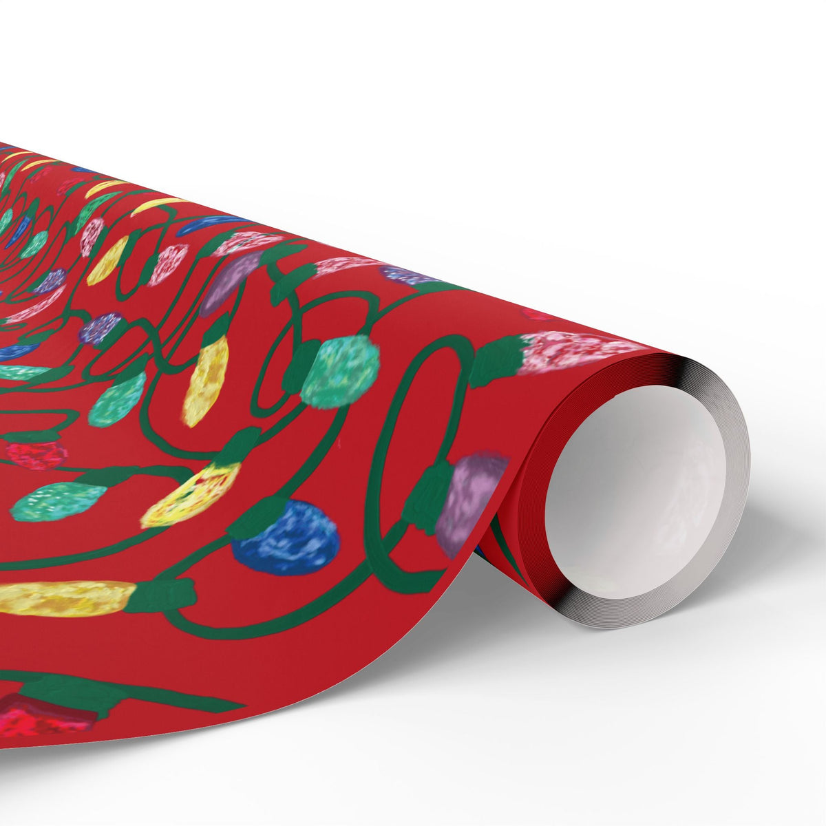 Festive Christmas Lights Wrapping Paper, Eco-Friendly - Blue Cava