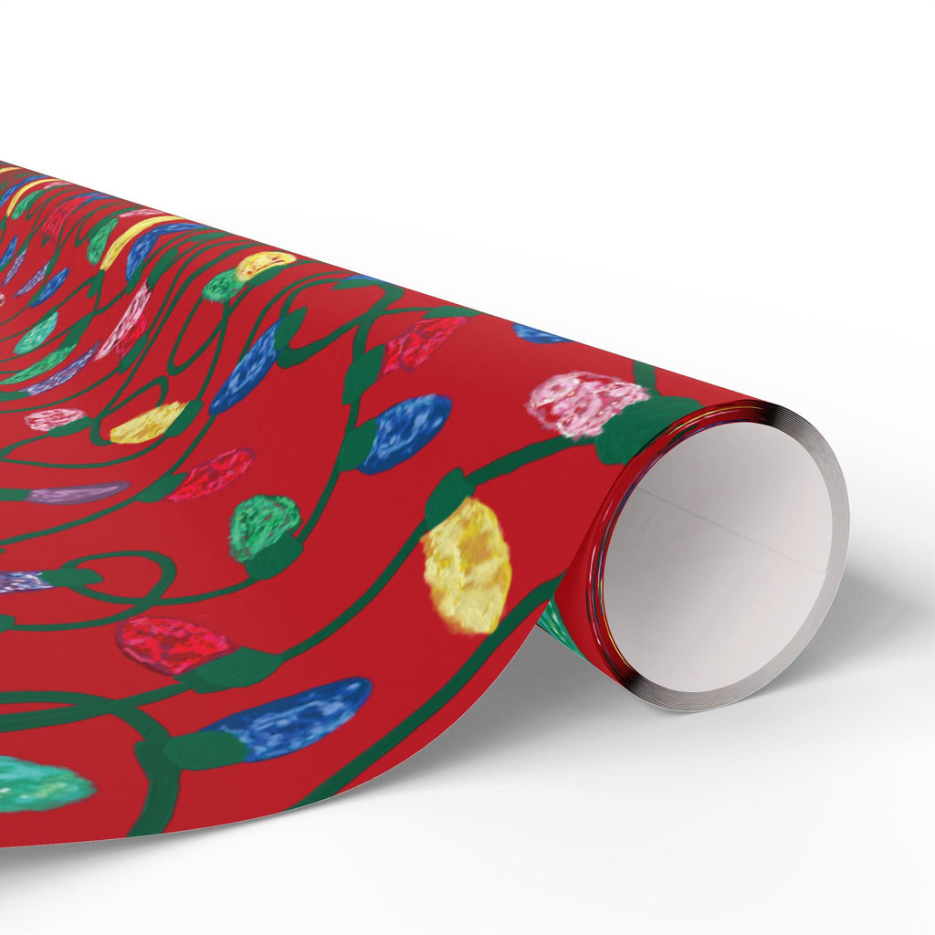 Festive Christmas Lights Wrapping Paper, Eco-Friendly - Blue Cava