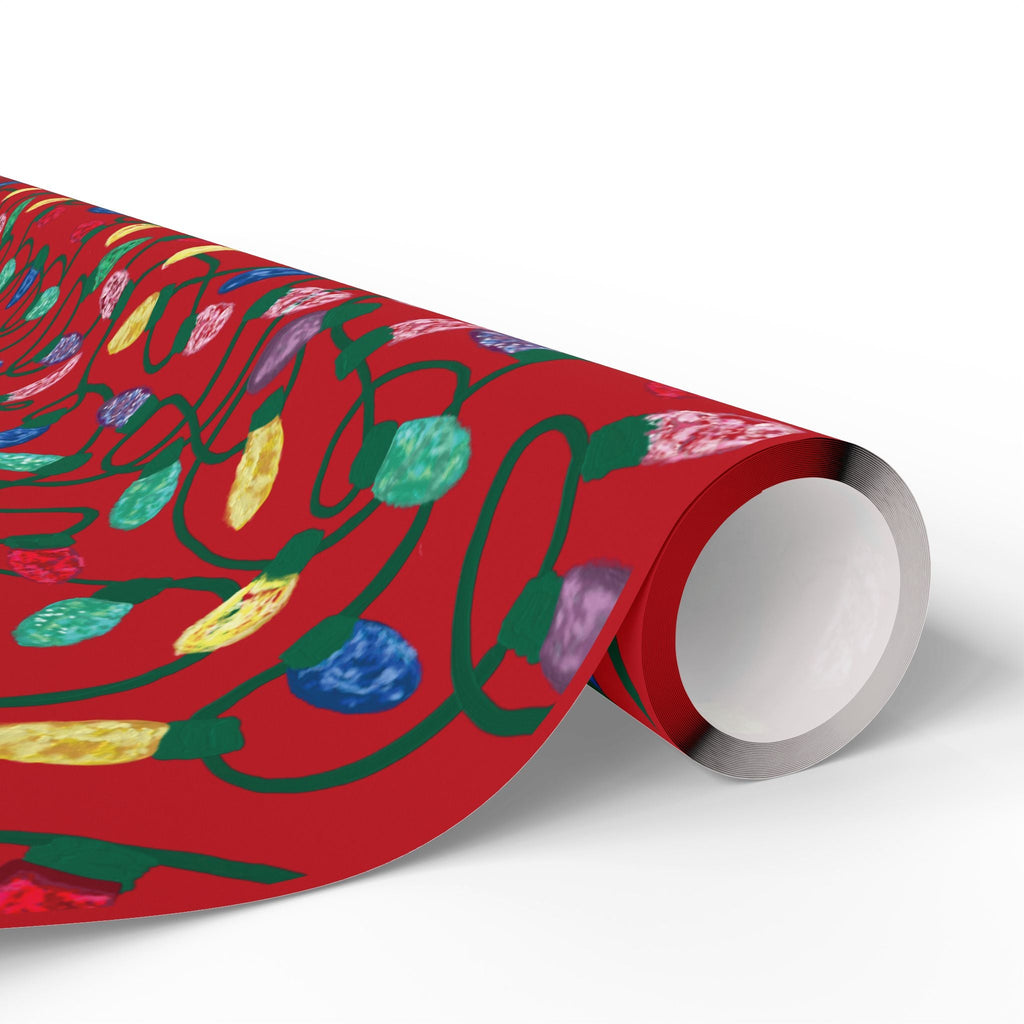 Festive Christmas Lights Wrapping Paper, Eco-Friendly - Blue Cava