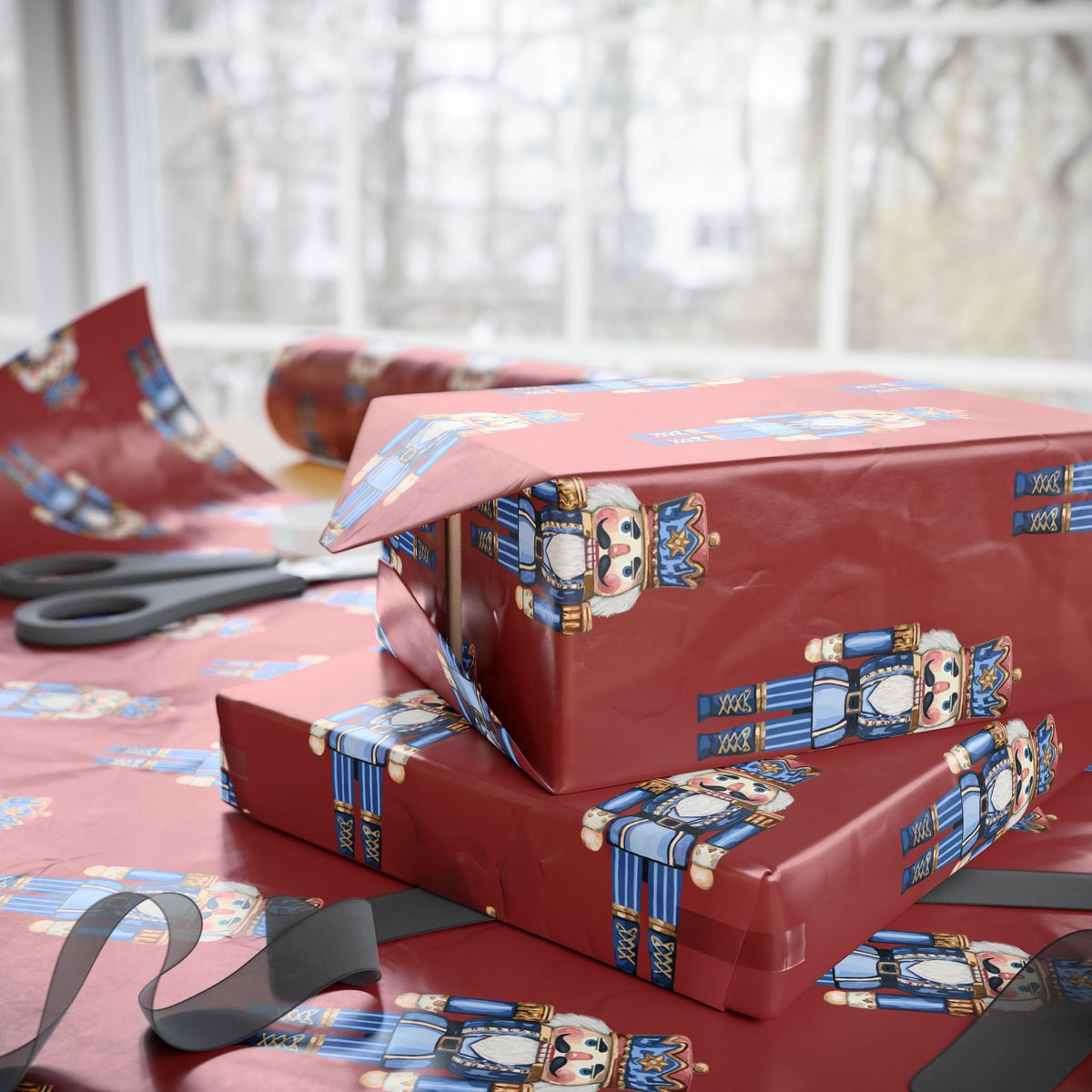 Festive Nutcracker Wrapping Paper – Fun Gift Wrap, Christmas Wrapping Paper - Blue Cava