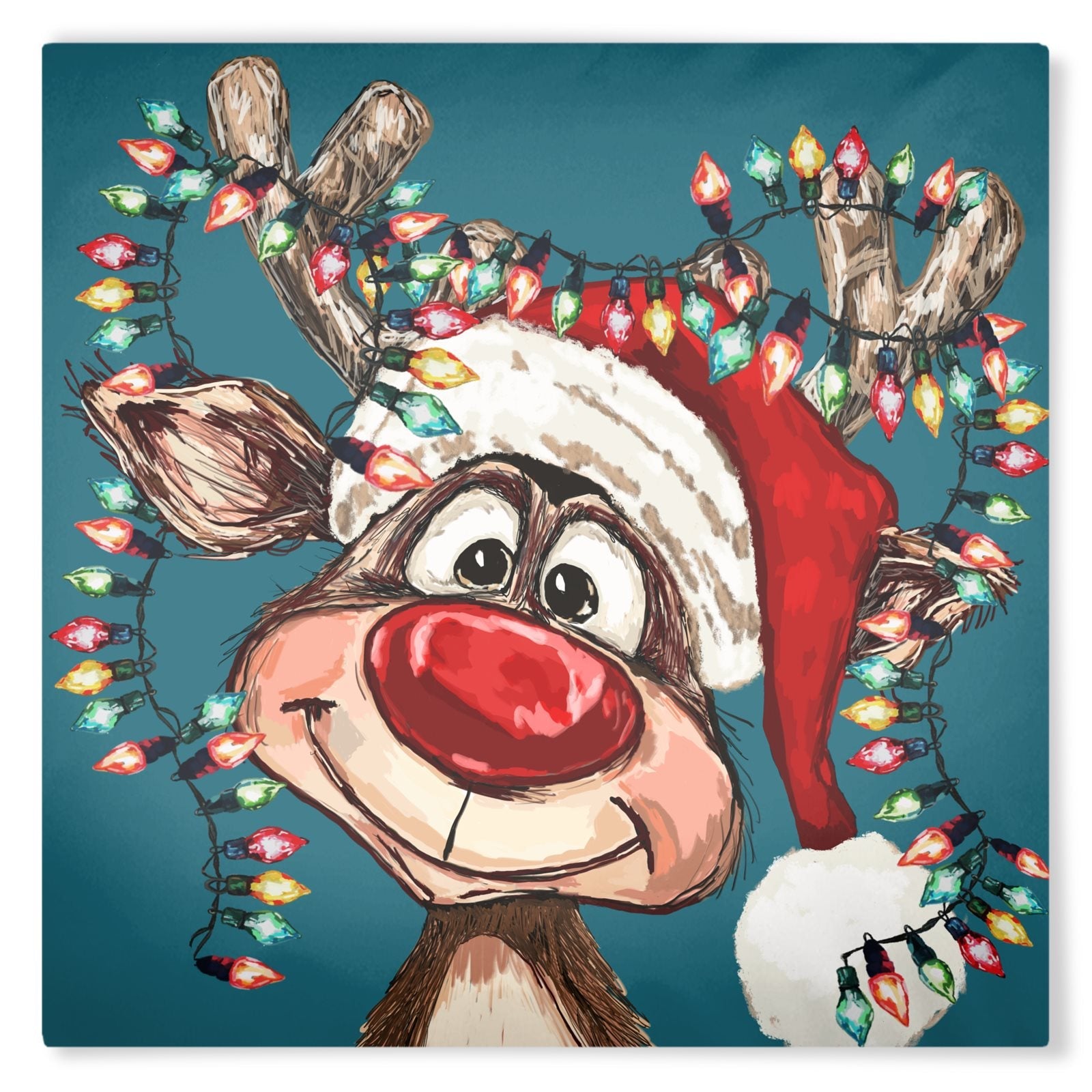 Festive Reindeer Euro Pillow Sham - Blue Cava