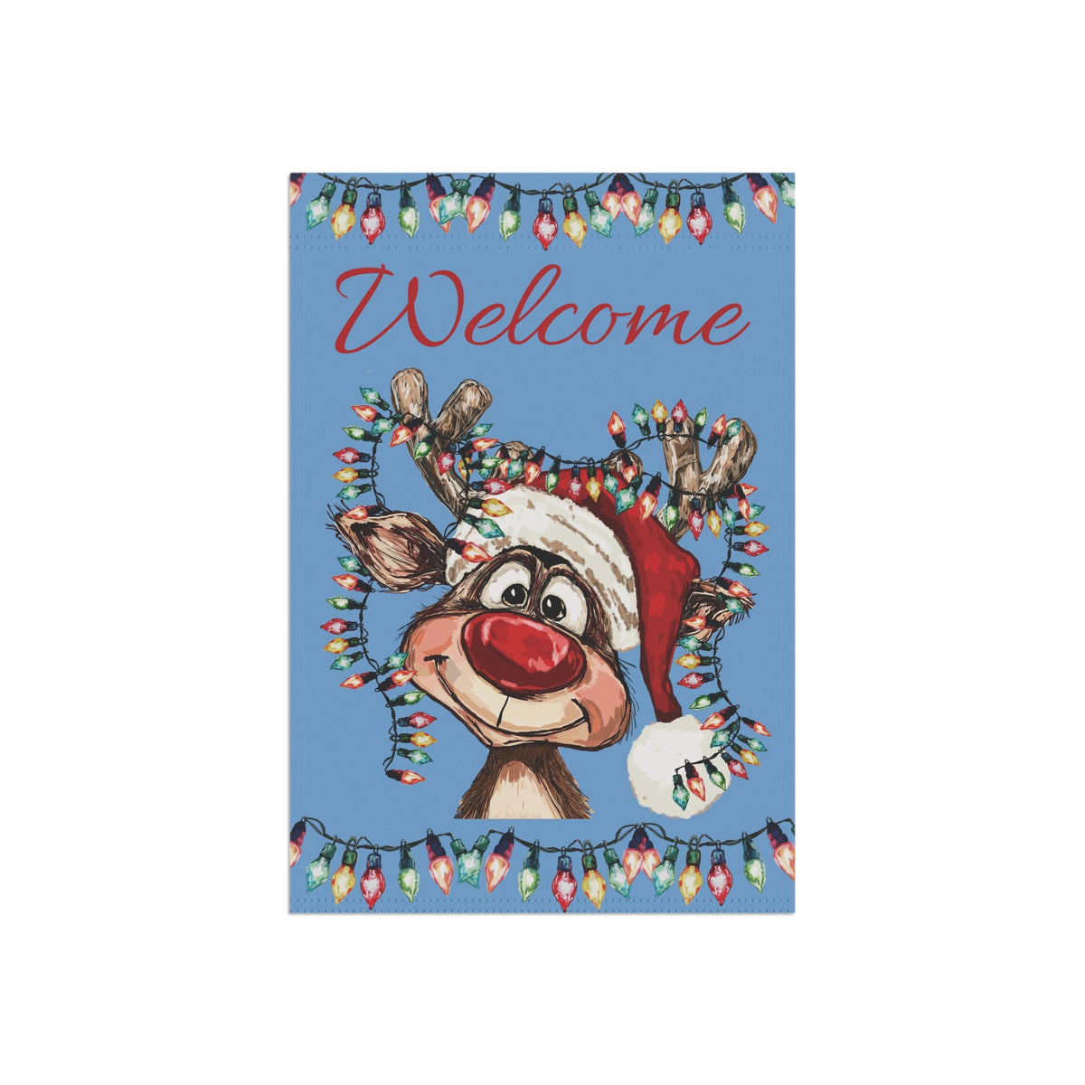 Festive Reindeer Garden Flag, Seasonal Home Decoration, Reindeer Garden Flag - Blue Cava