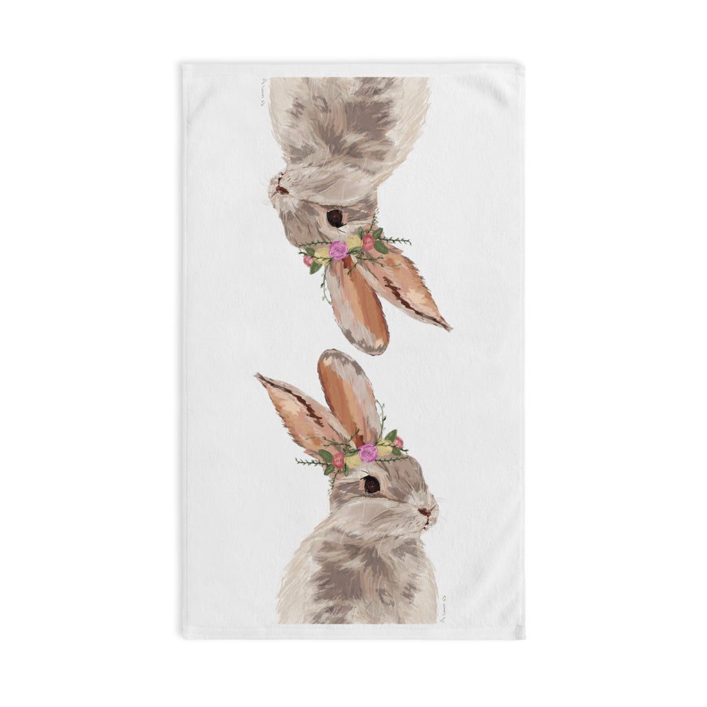 Floral Bunny Cotton Hand Towel - Blue Cava