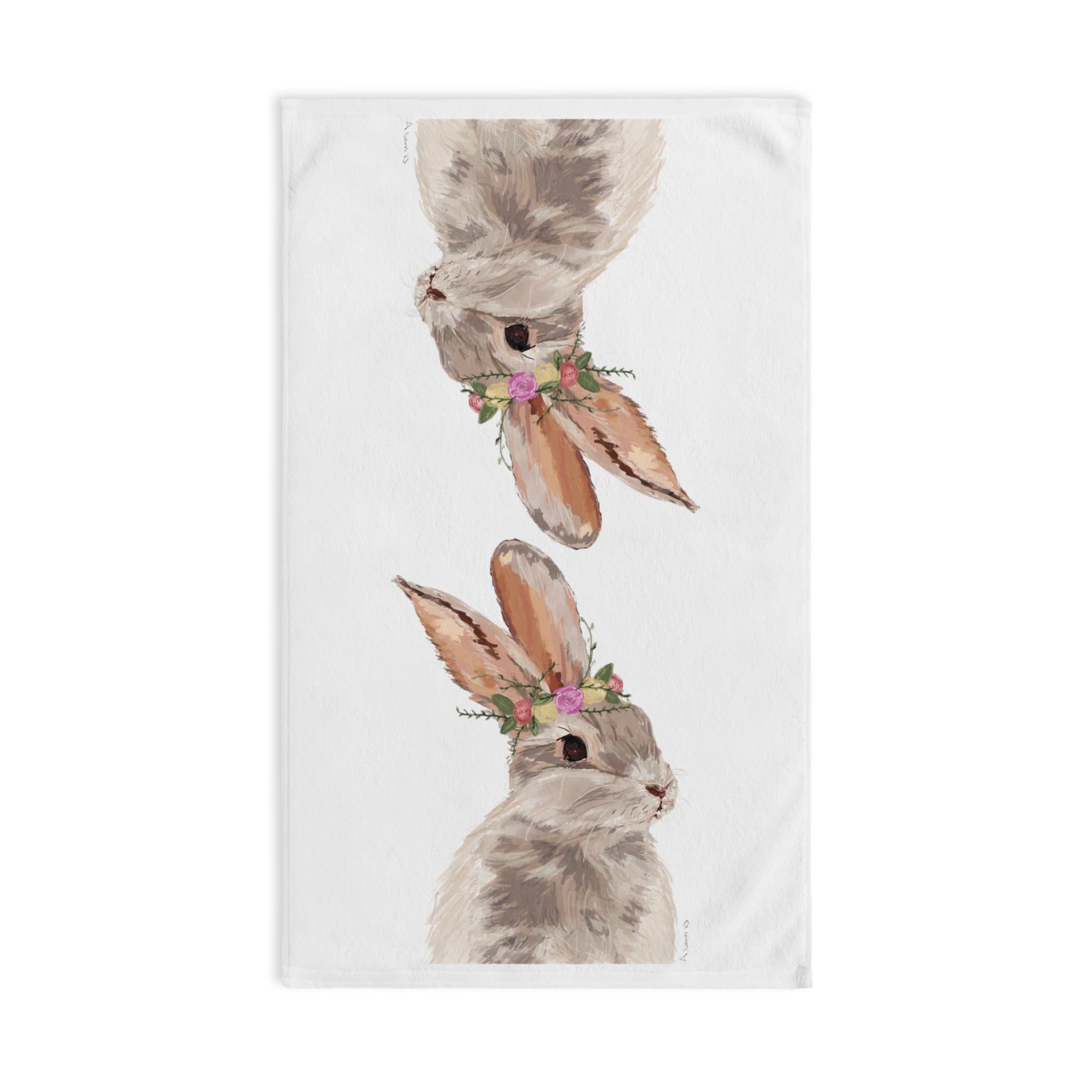 Floral Bunny Cotton Hand Towel - Blue Cava