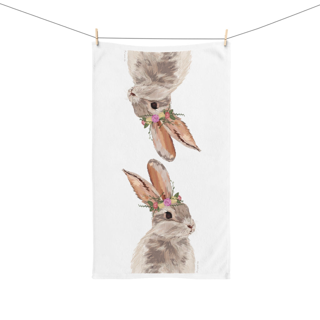 Floral Bunny Cotton Hand Towel - Blue Cava