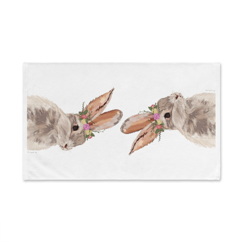 Floral Bunny Cotton Hand Towel - Blue Cava