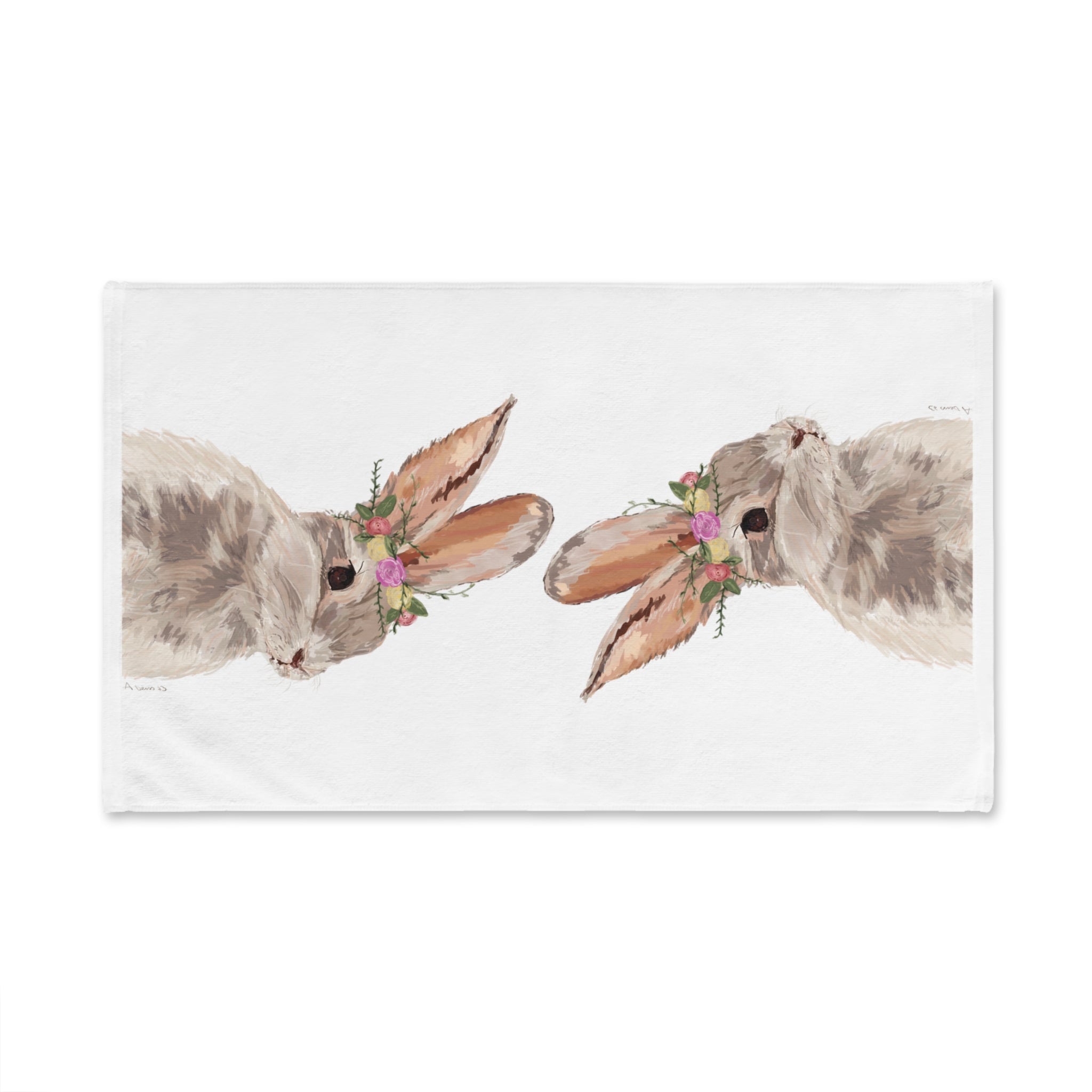 Floral Bunny Cotton Hand Towel - Blue Cava
