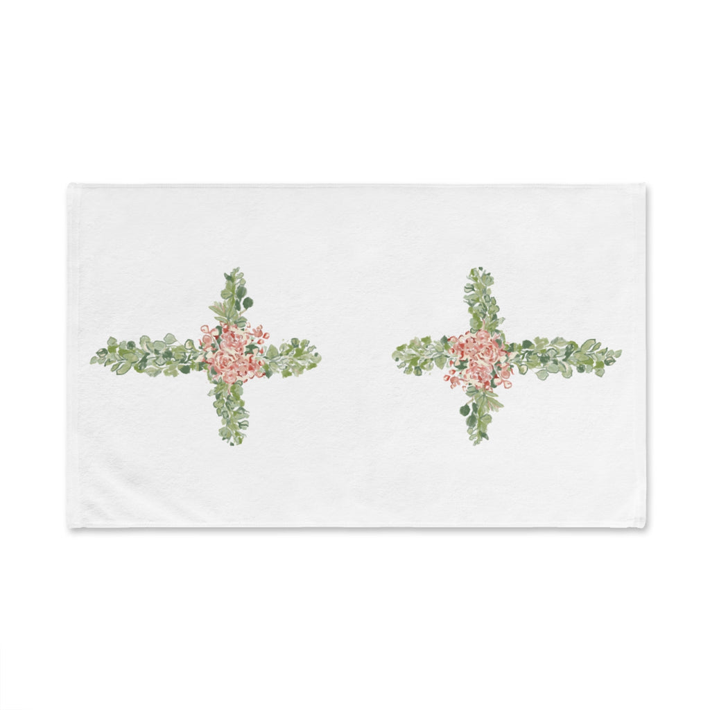 Floral Cross Hand Towel (Poly/Cotton) - Blue Cava