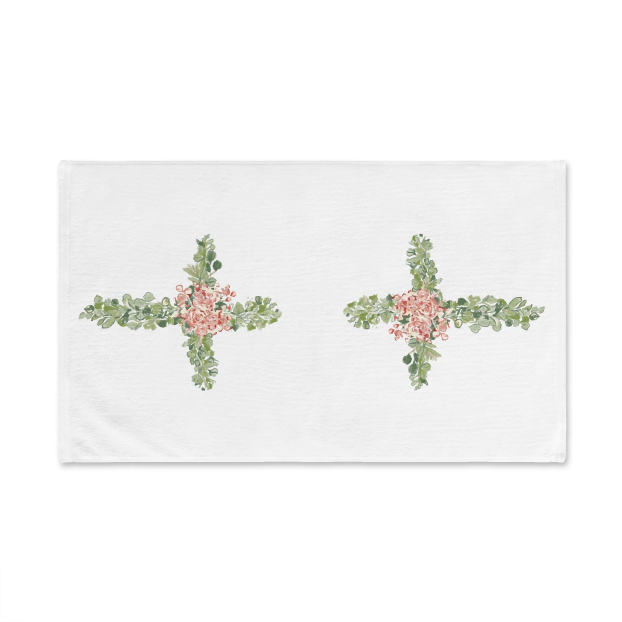 Floral Cross Hand Towel (Poly/Cotton) - Blue Cava