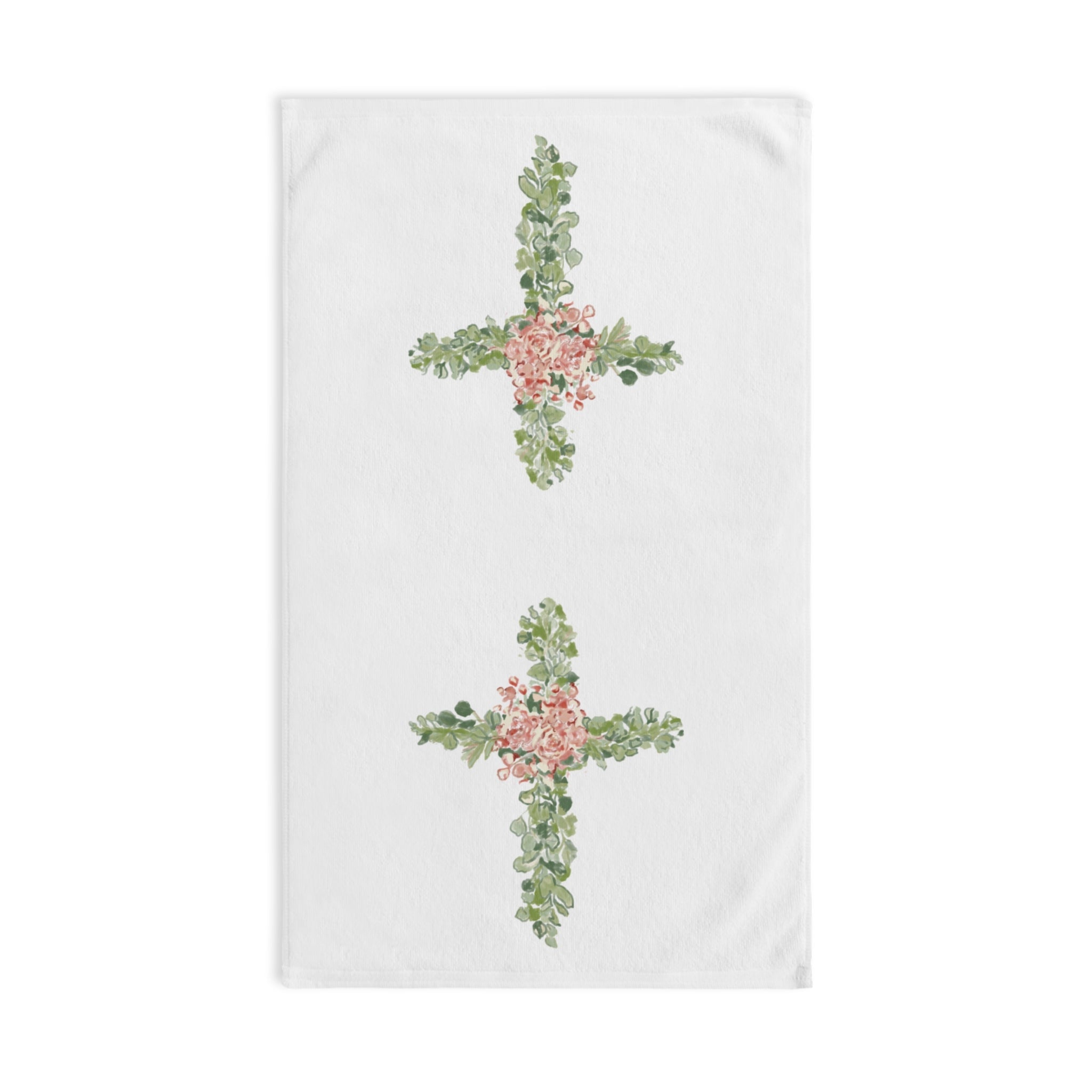 Floral Cross Hand Towel (Poly/Cotton) - Blue Cava