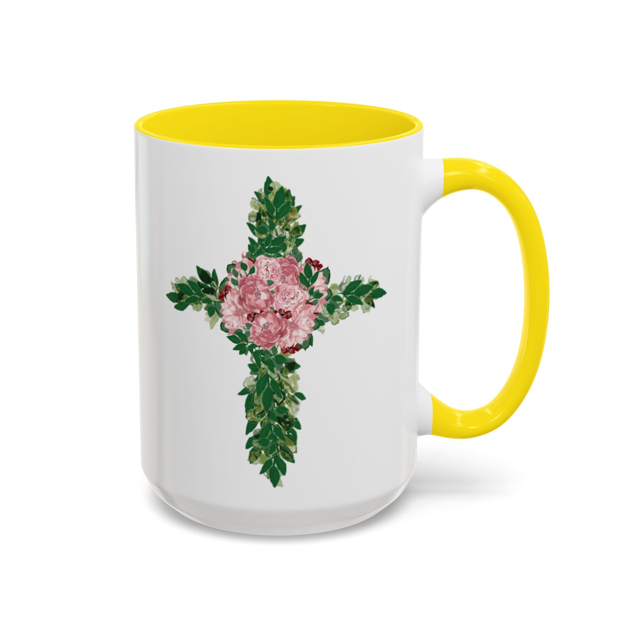 Floral Cross Two Tone Ceramic Coffee Mugs - Blue Cava