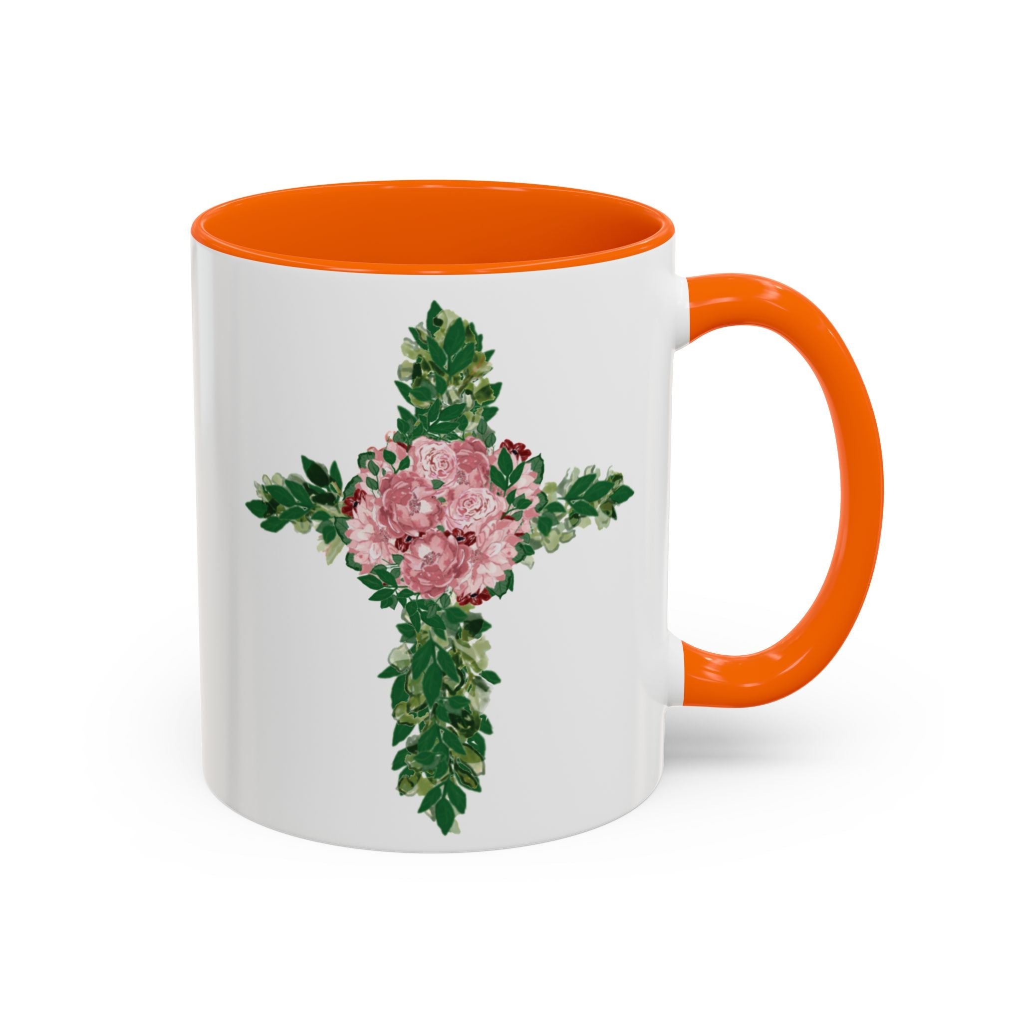 Floral Cross Two Tone Ceramic Coffee Mugs - Blue Cava