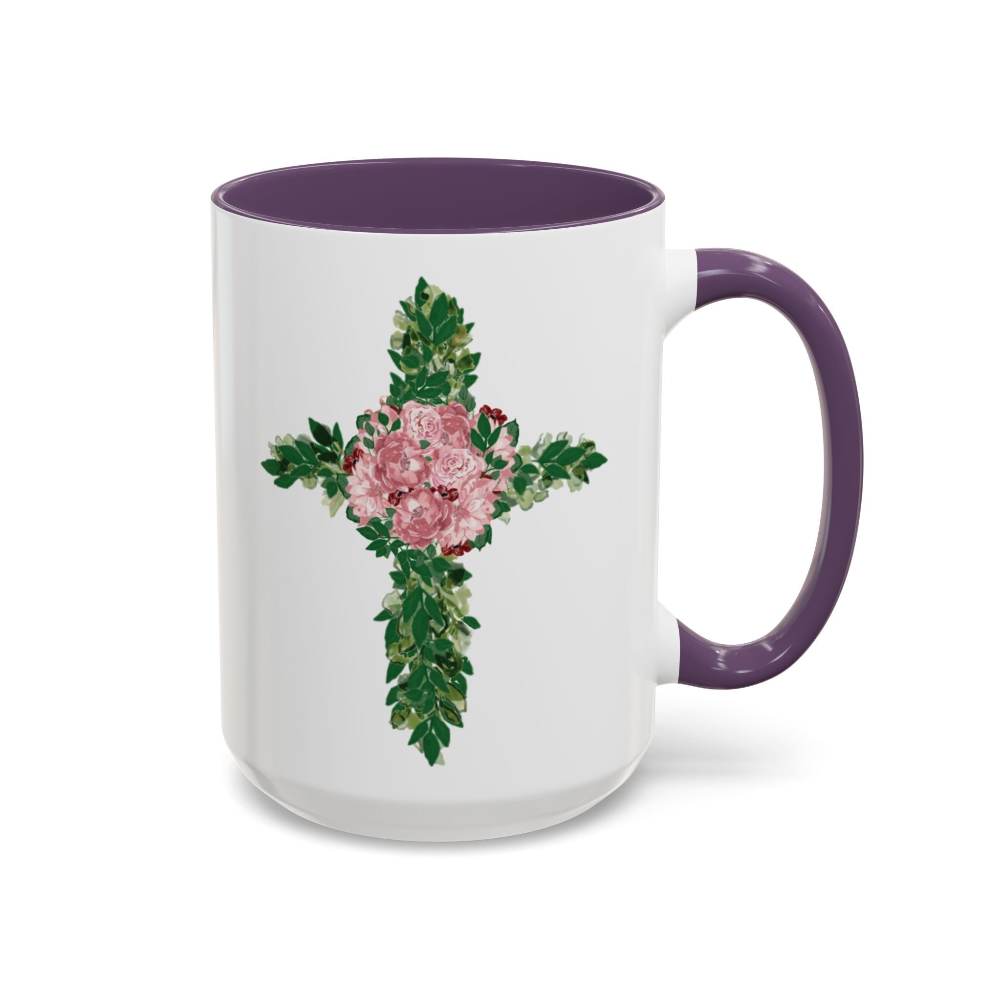 Floral Cross Two Tone Ceramic Coffee Mugs - Blue Cava