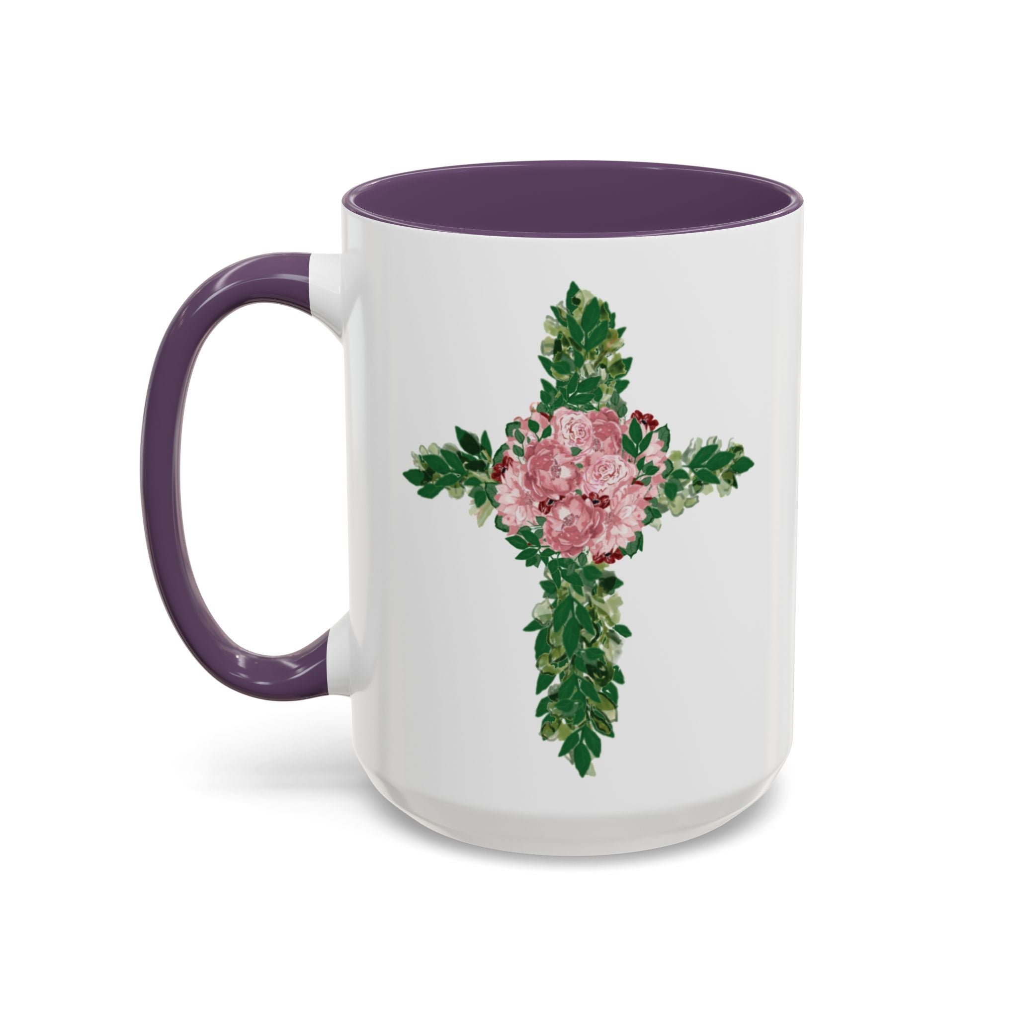 Floral Cross Two Tone Ceramic Coffee Mugs - Blue Cava