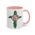 Floral Cross Two Tone Ceramic Coffee Mugs - Blue Cava