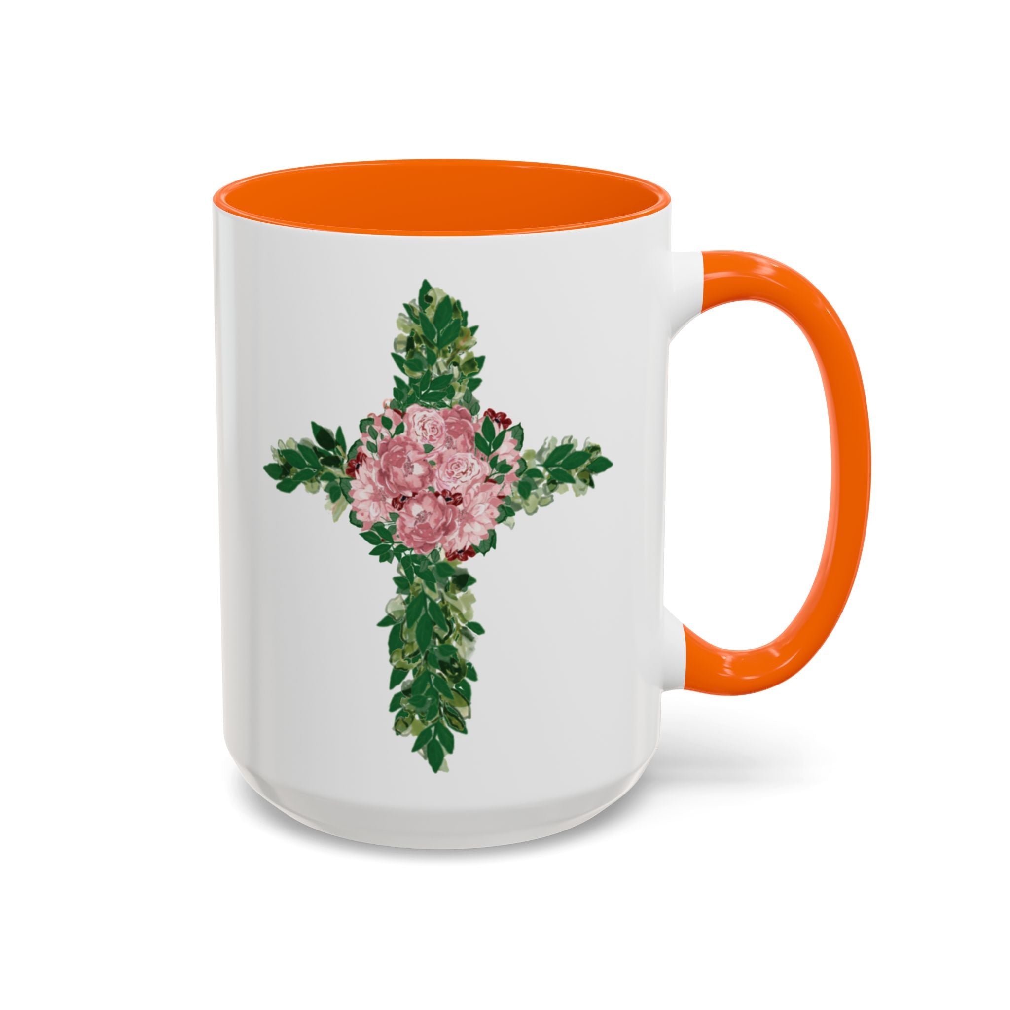 Floral Cross Two Tone Ceramic Coffee Mugs - Blue Cava