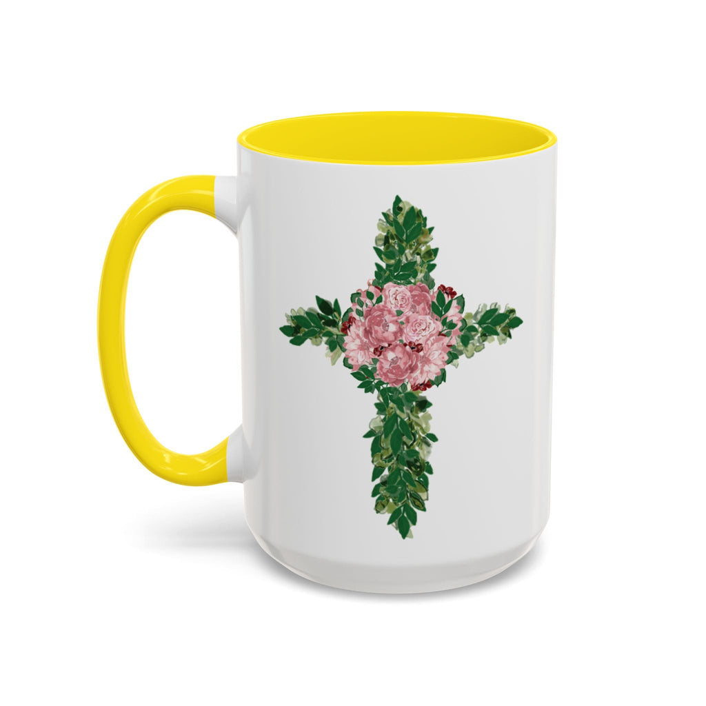 Floral Cross Two Tone Ceramic Coffee Mugs - Blue Cava