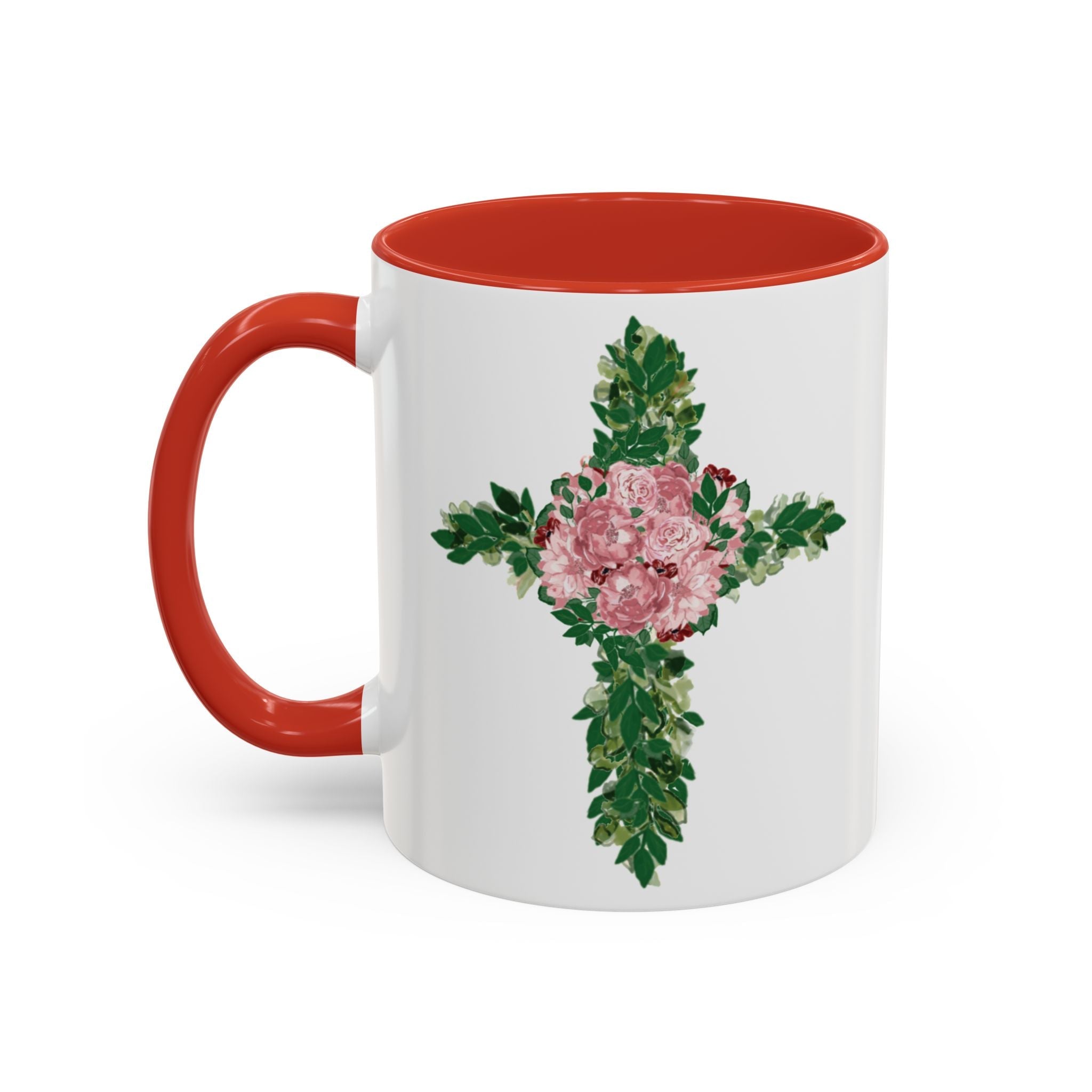 Floral Cross Two Tone Ceramic Coffee Mugs - Blue Cava