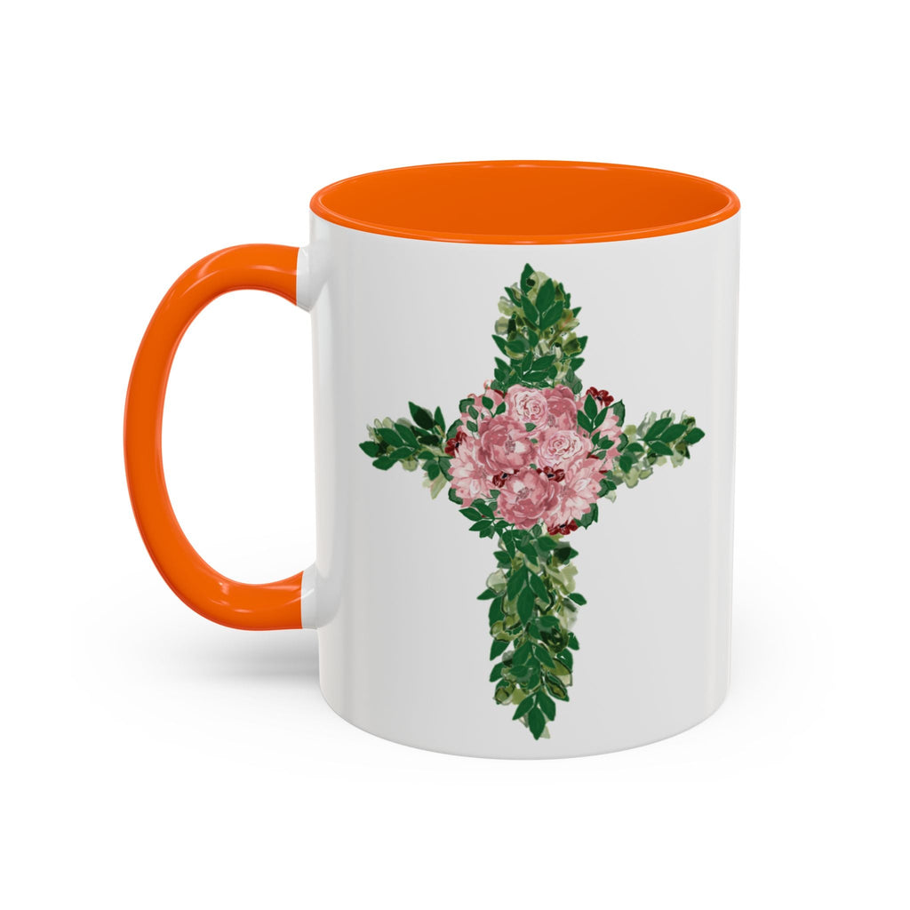 Floral Cross Two Tone Ceramic Coffee Mugs - Blue Cava