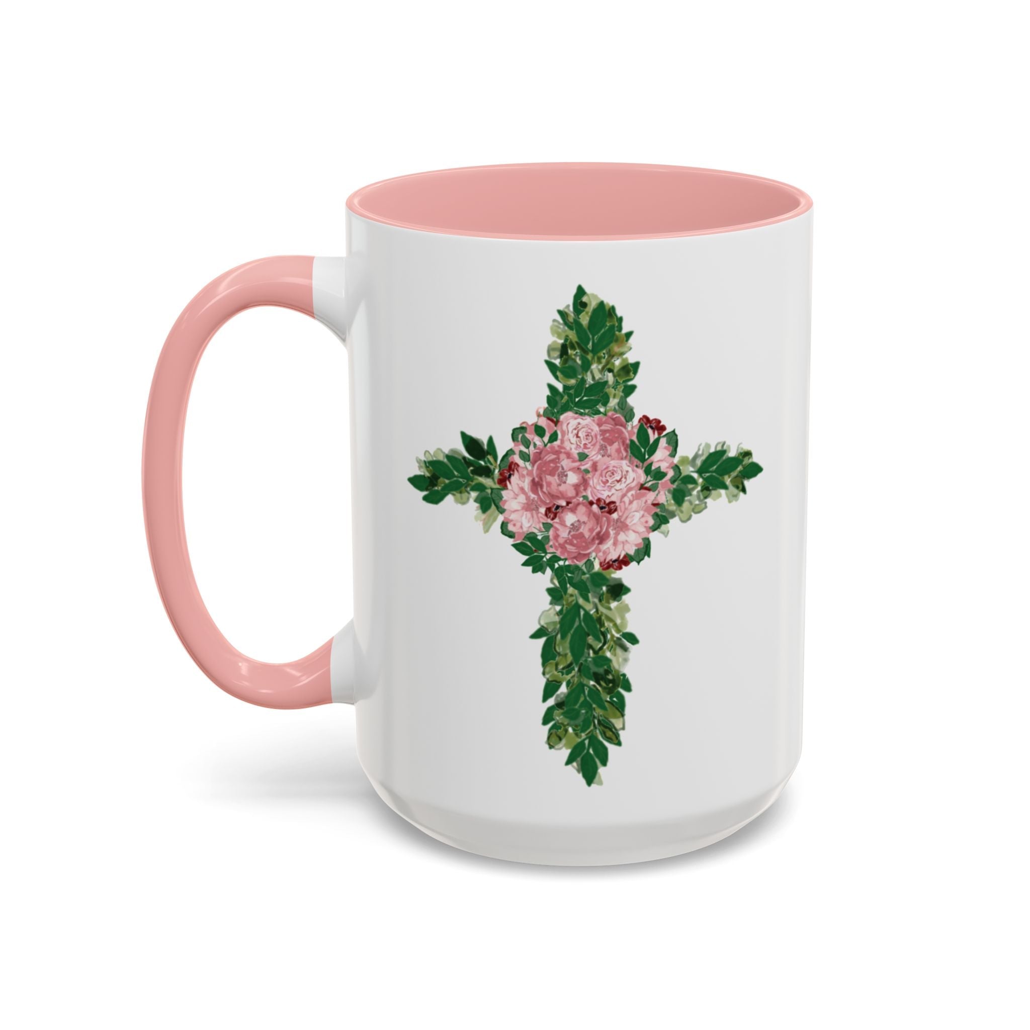 Floral Cross Two Tone Ceramic Coffee Mugs - Blue Cava