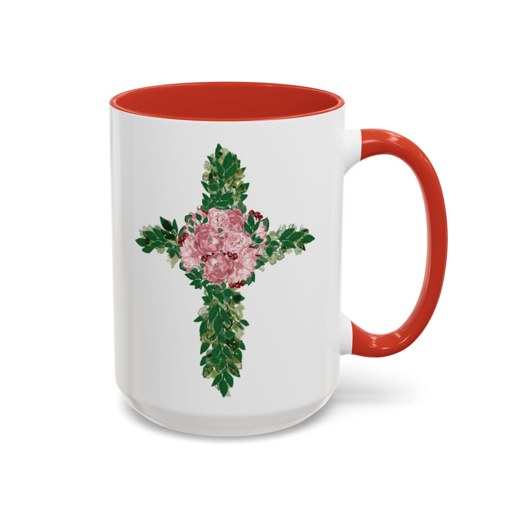 Floral Cross Two Tone Ceramic Coffee Mugs - Blue Cava