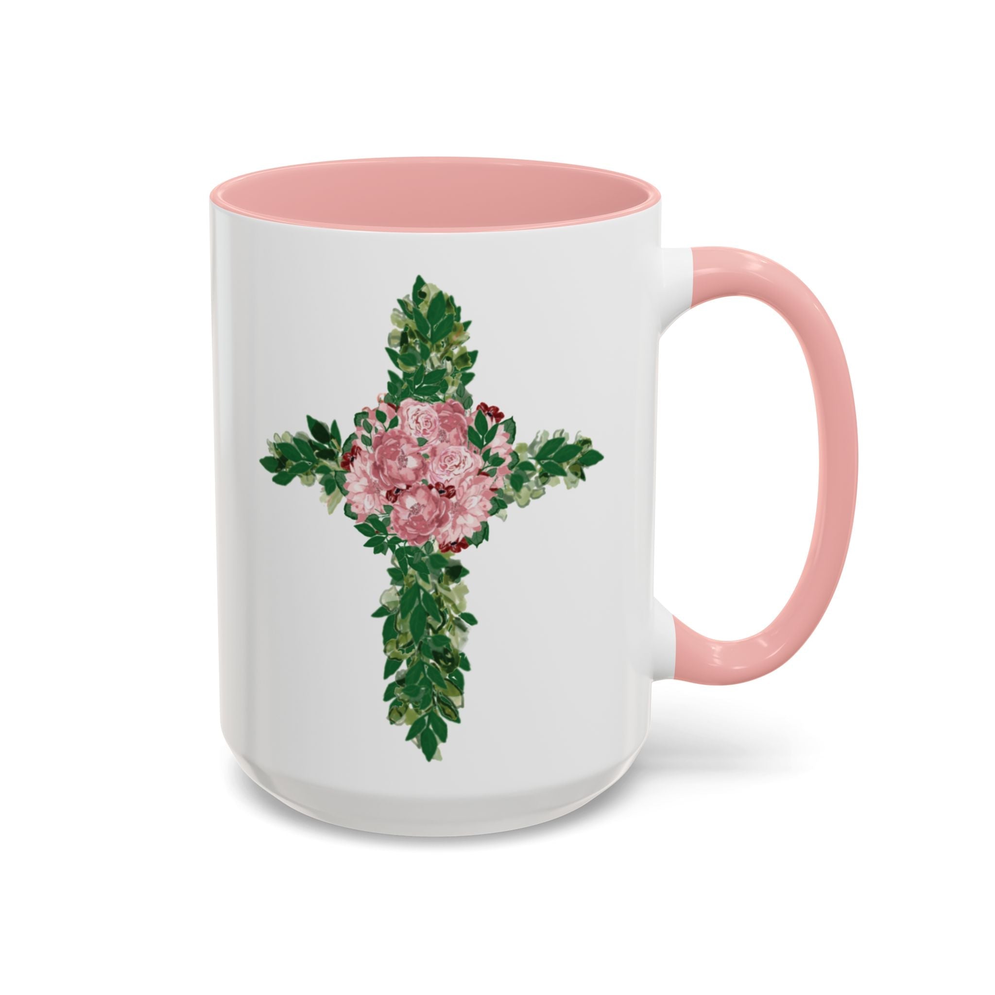 Floral Cross Two Tone Ceramic Coffee Mugs - Blue Cava