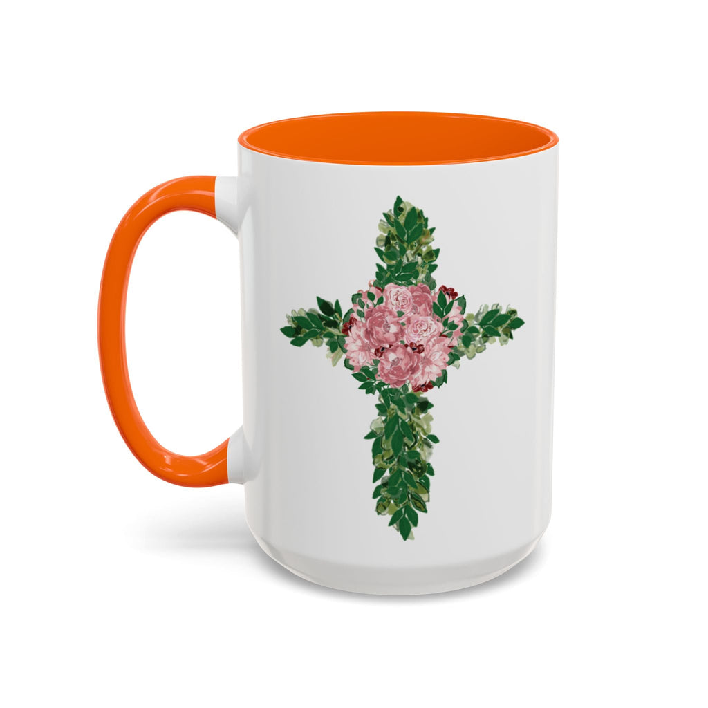 Floral Cross Two Tone Ceramic Coffee Mugs - Blue Cava