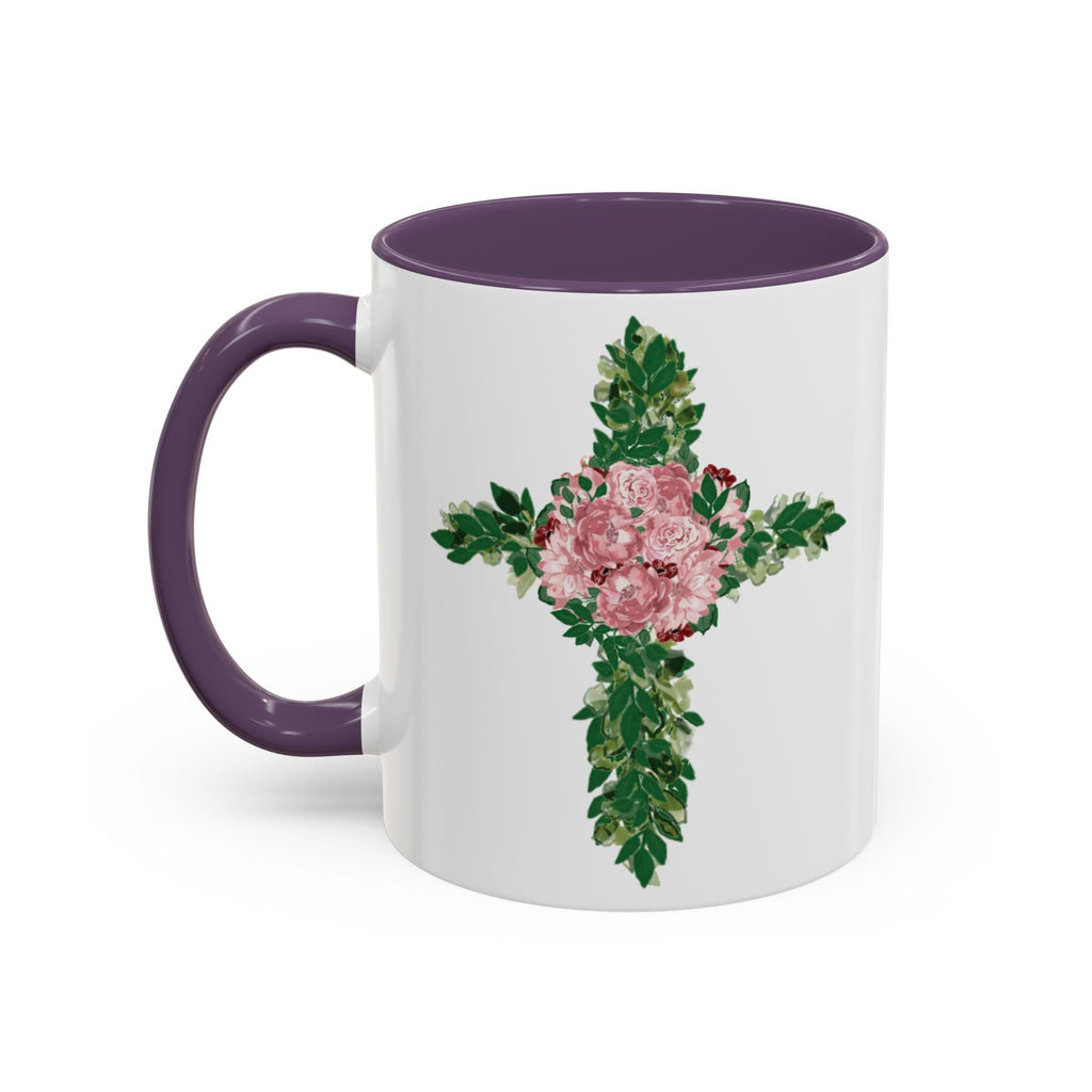Floral Cross Two Tone Ceramic Coffee Mugs - Blue Cava