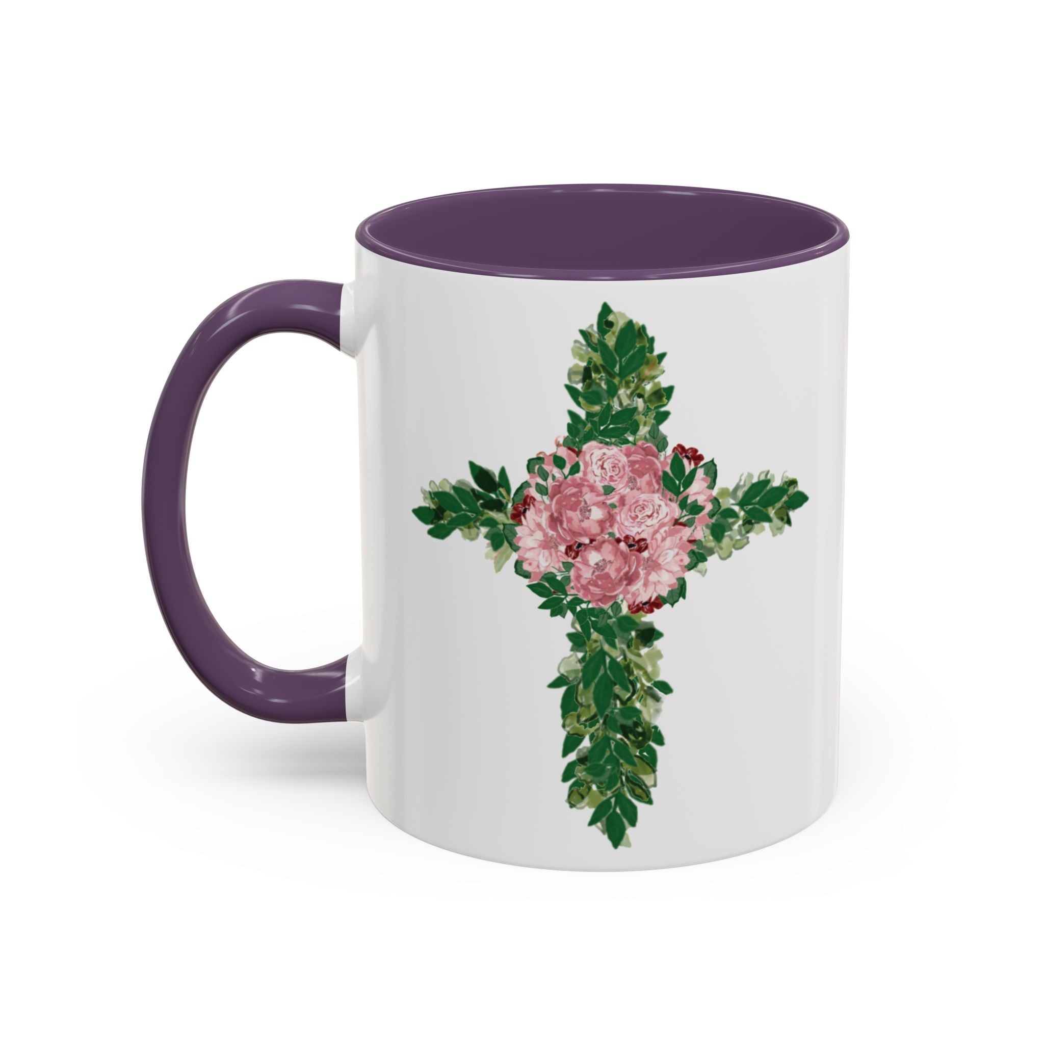 Floral Cross Two Tone Ceramic Coffee Mugs - Blue Cava