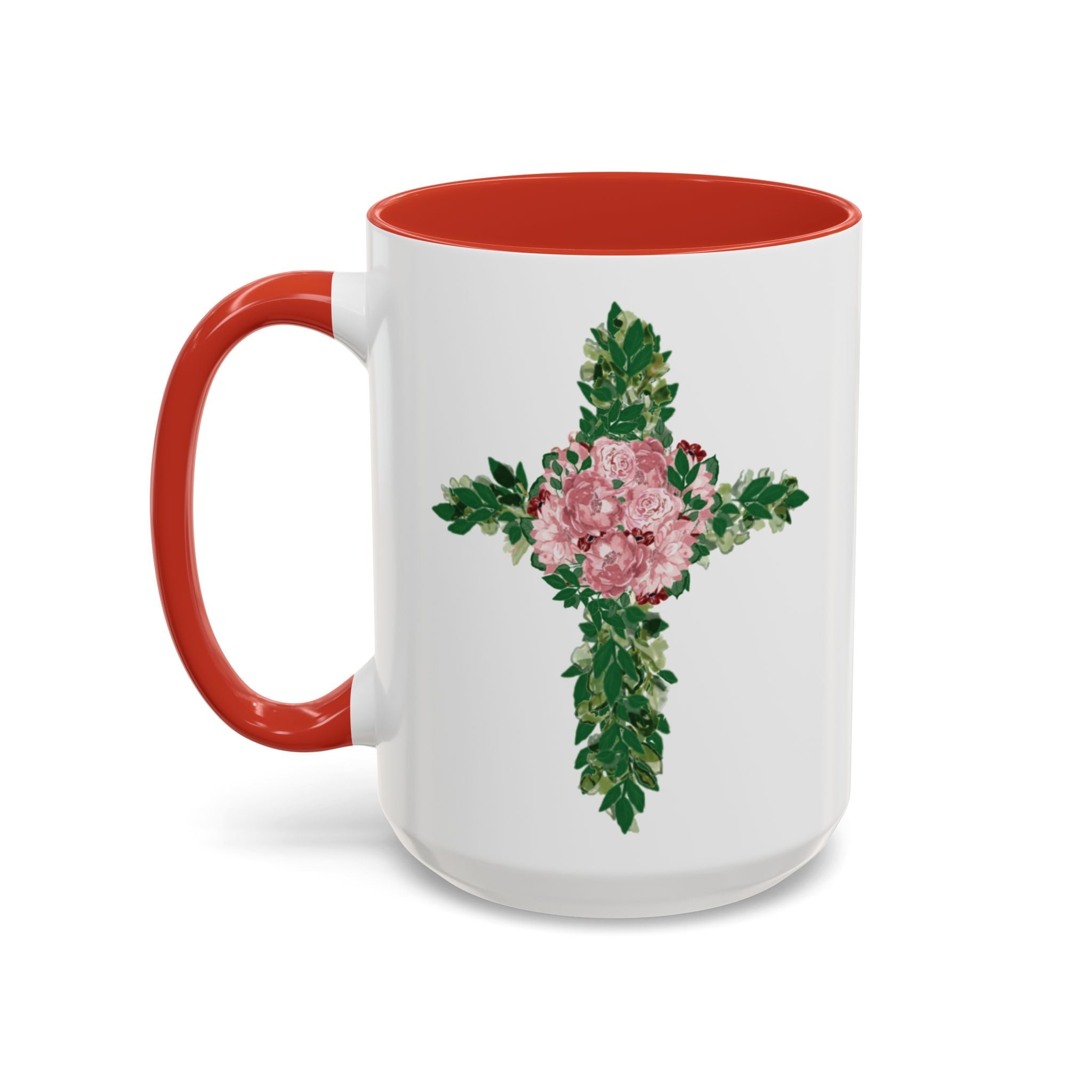 Floral Cross Two Tone Ceramic Coffee Mugs - Blue Cava
