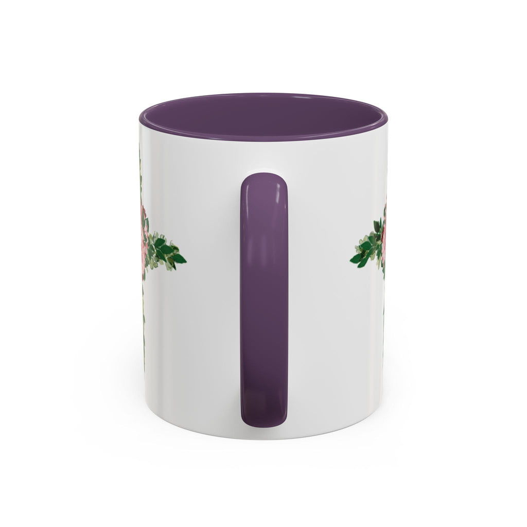 Floral Cross Two Tone Ceramic Coffee Mugs - Blue Cava