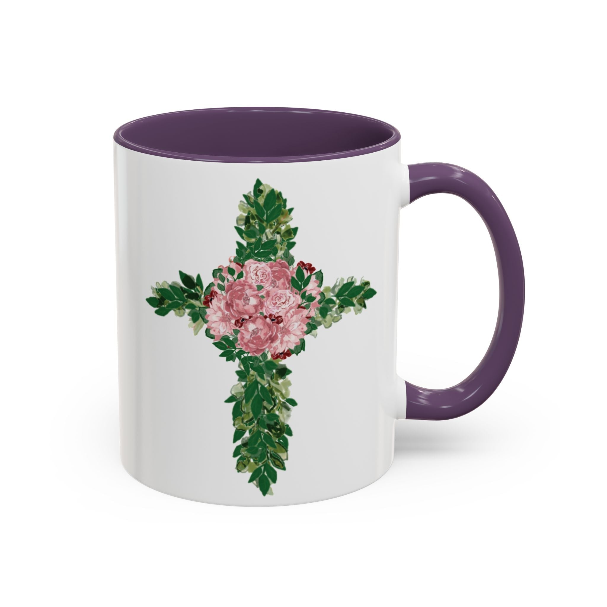 Floral Cross Two Tone Ceramic Coffee Mugs - Blue Cava