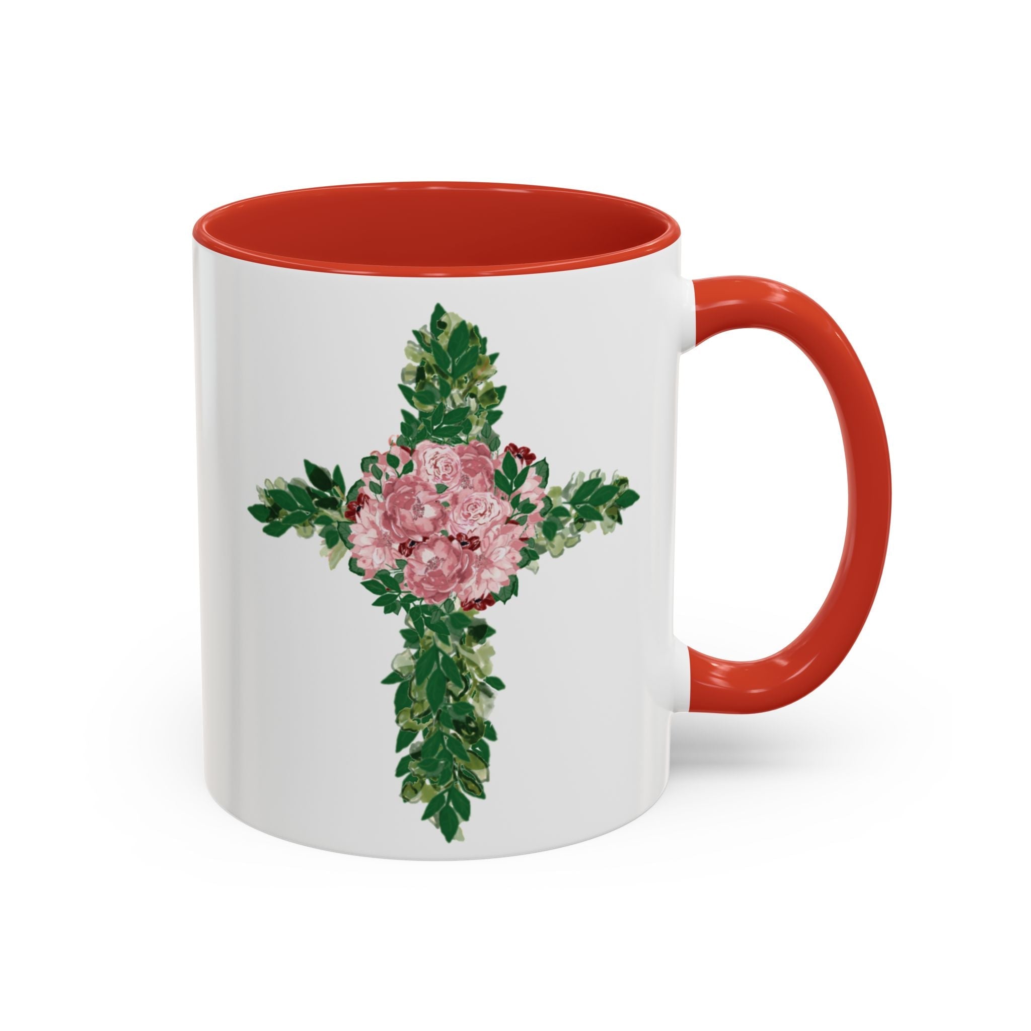 Floral Cross Two Tone Ceramic Coffee Mugs - Blue Cava