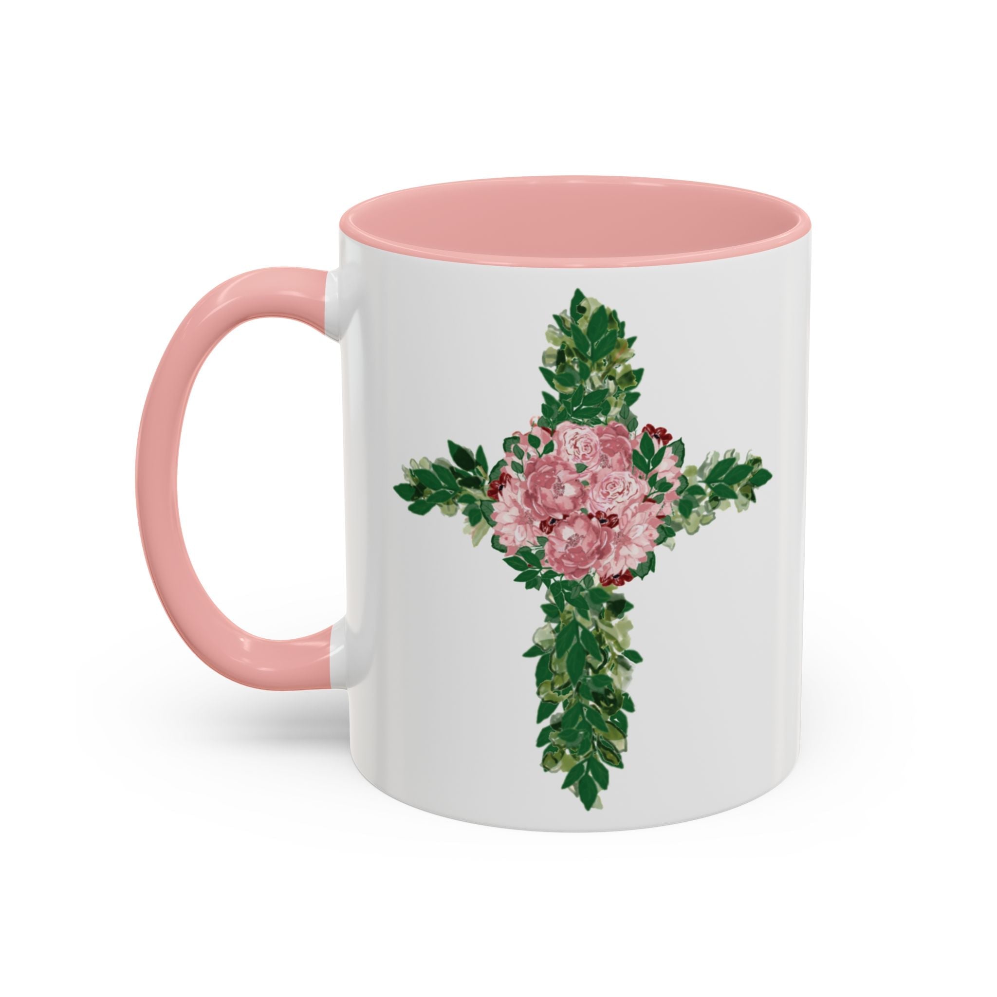 Floral Cross Two Tone Ceramic Coffee Mugs - Blue Cava