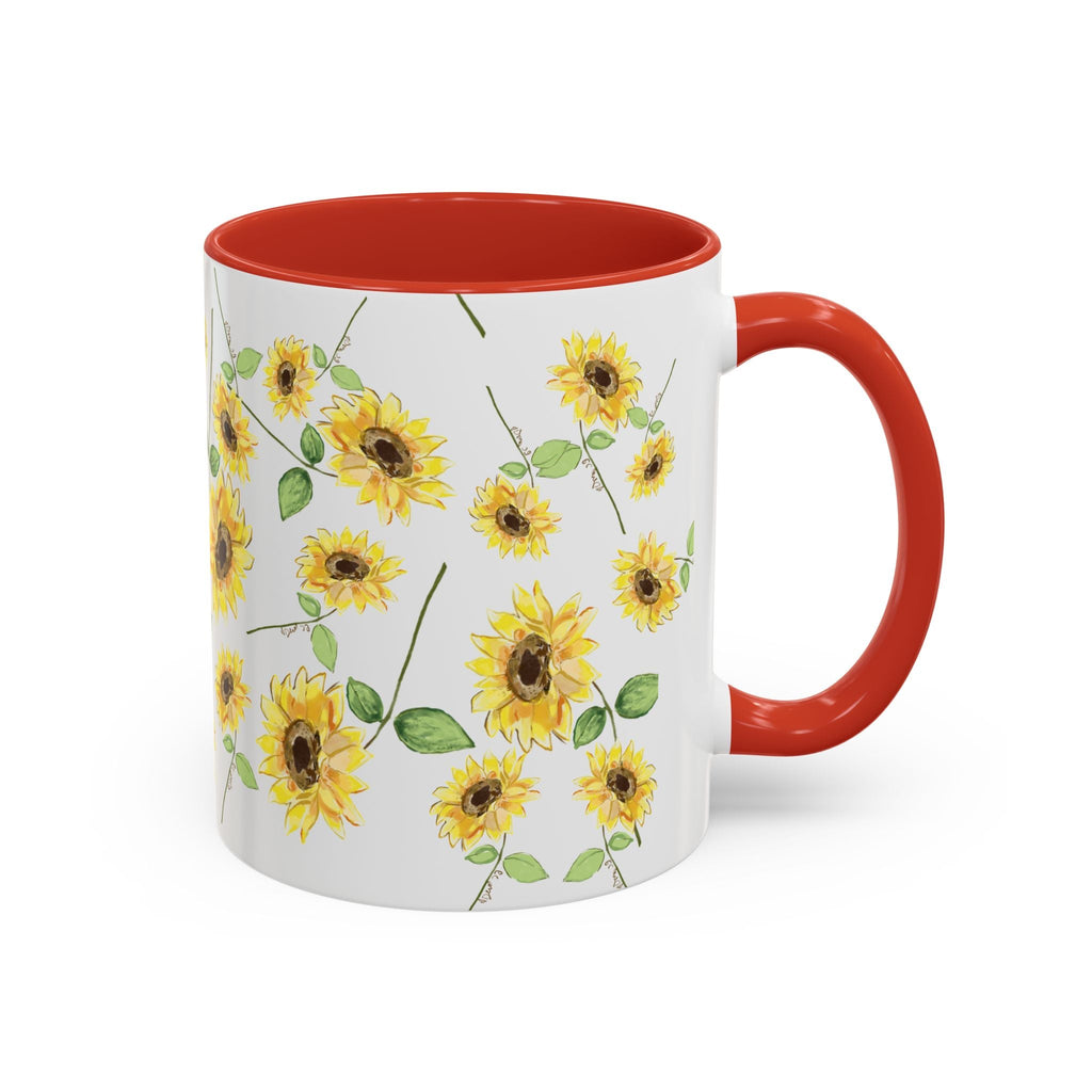 Floral Sunflowers Two Tone Ceramic Coffee Mugs - Blue Cava