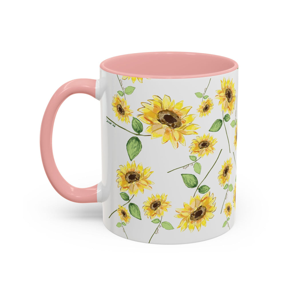 Floral Sunflowers Two Tone Ceramic Coffee Mugs - Blue Cava