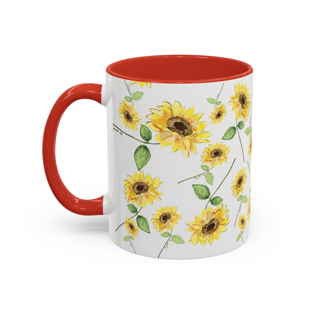 Floral Sunflowers Two Tone Ceramic Coffee Mugs - Blue Cava