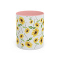 Floral Sunflowers Two Tone Ceramic Coffee Mugs - Blue Cava