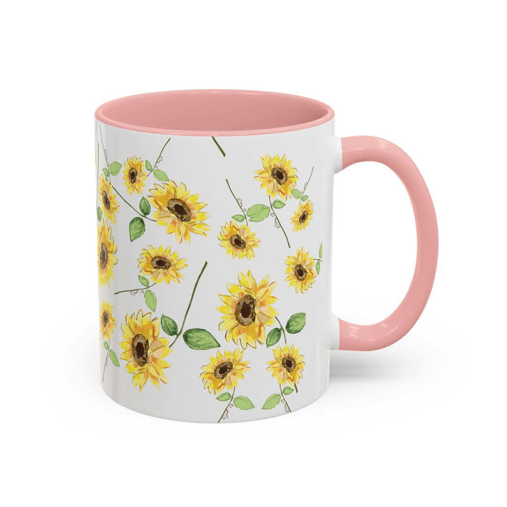 Floral Sunflowers Two Tone Ceramic Coffee Mugs - Blue Cava