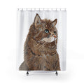 Fluffy Cat Shower Curtain - Cute Home Décor for Cat Lovers - Blue Cava