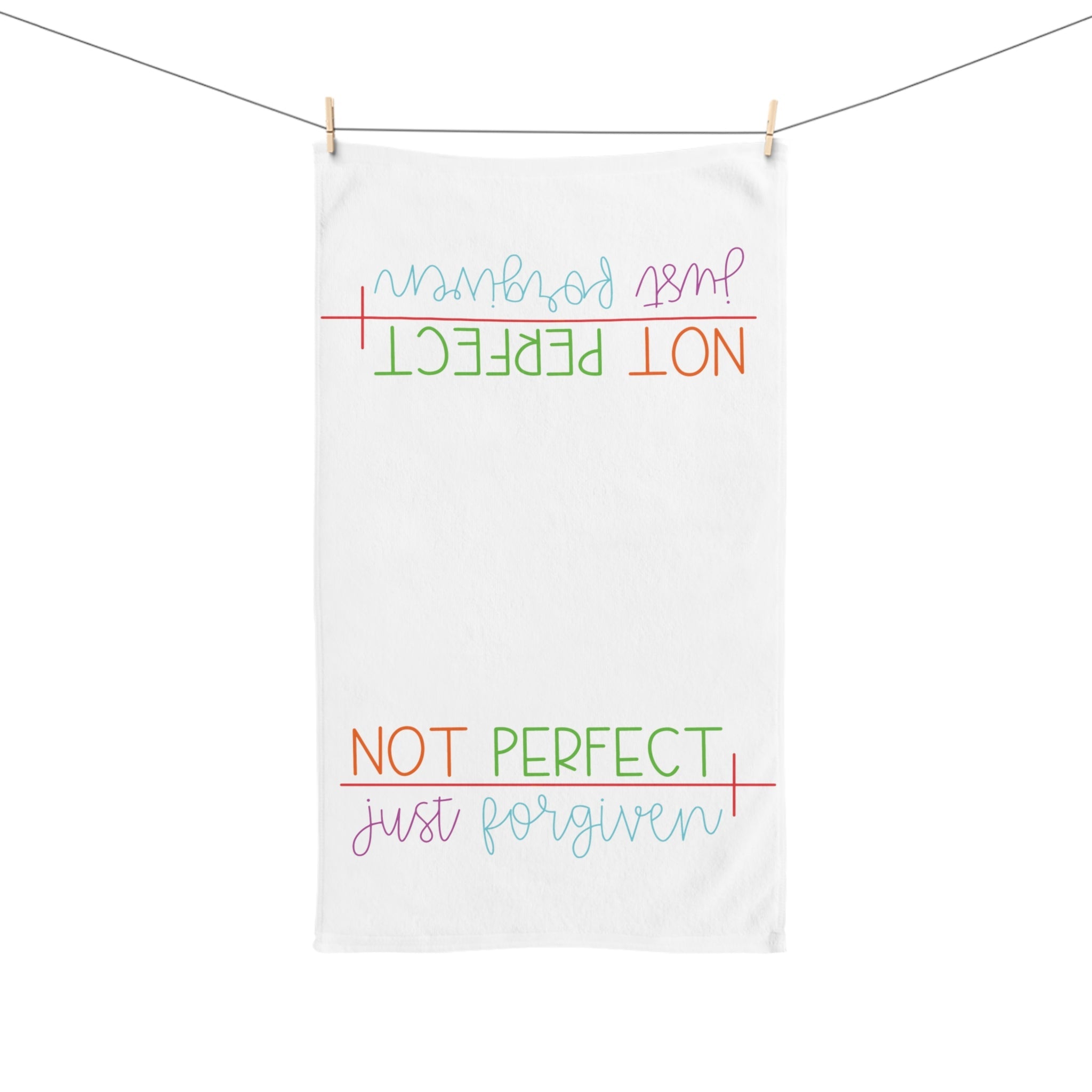 Forgiven Cross Cotton Hand Towel - Blue Cava
