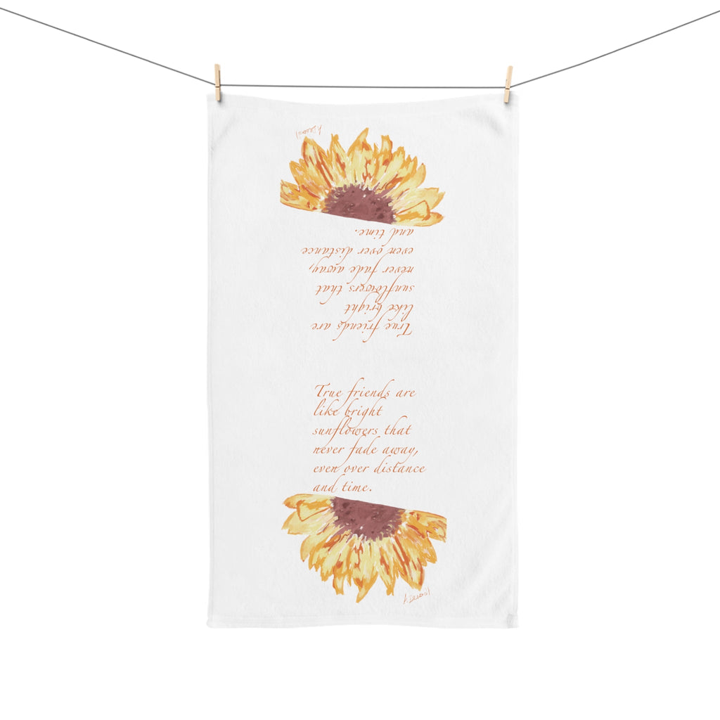 Friendship Sunflower Cotton Hand Towel - Blue Cava