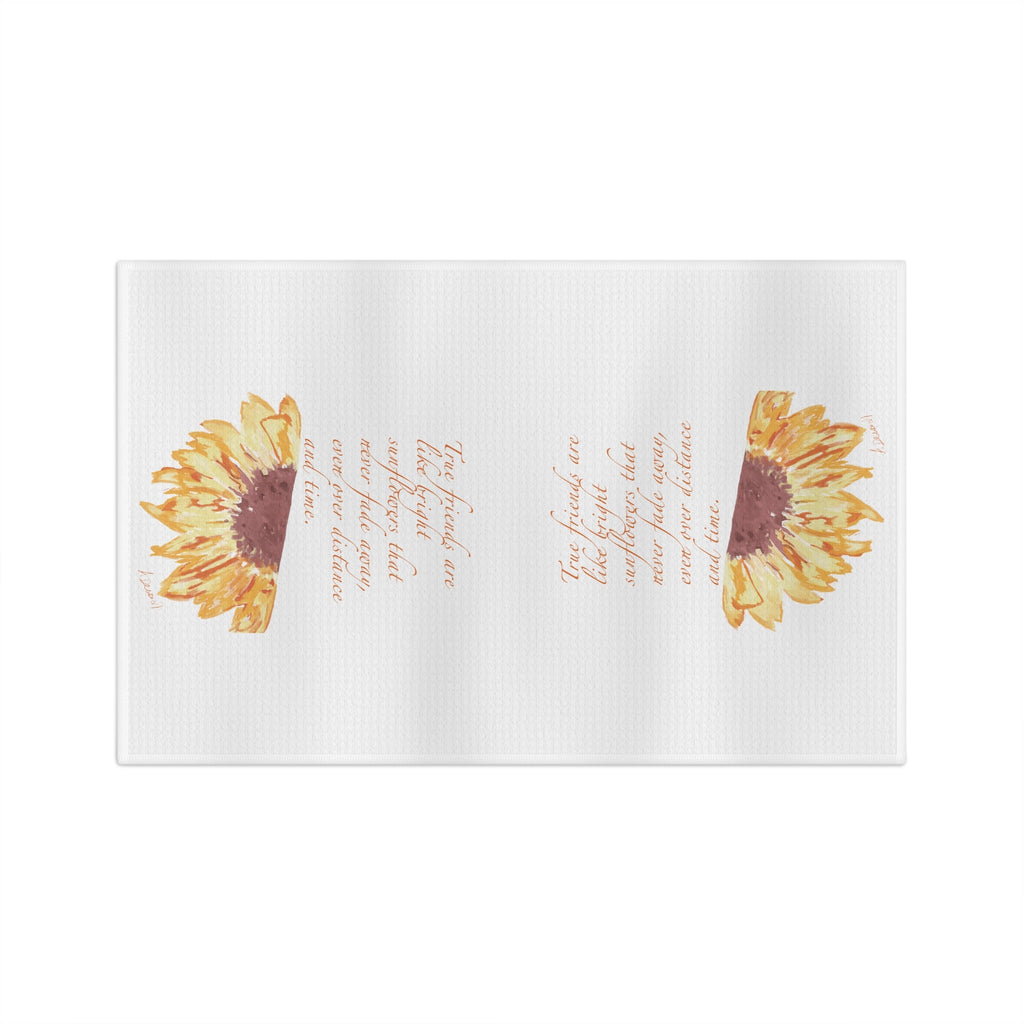 Friendship Sunflower Microfiber Waffle Kitchen Towel - Blue Cava