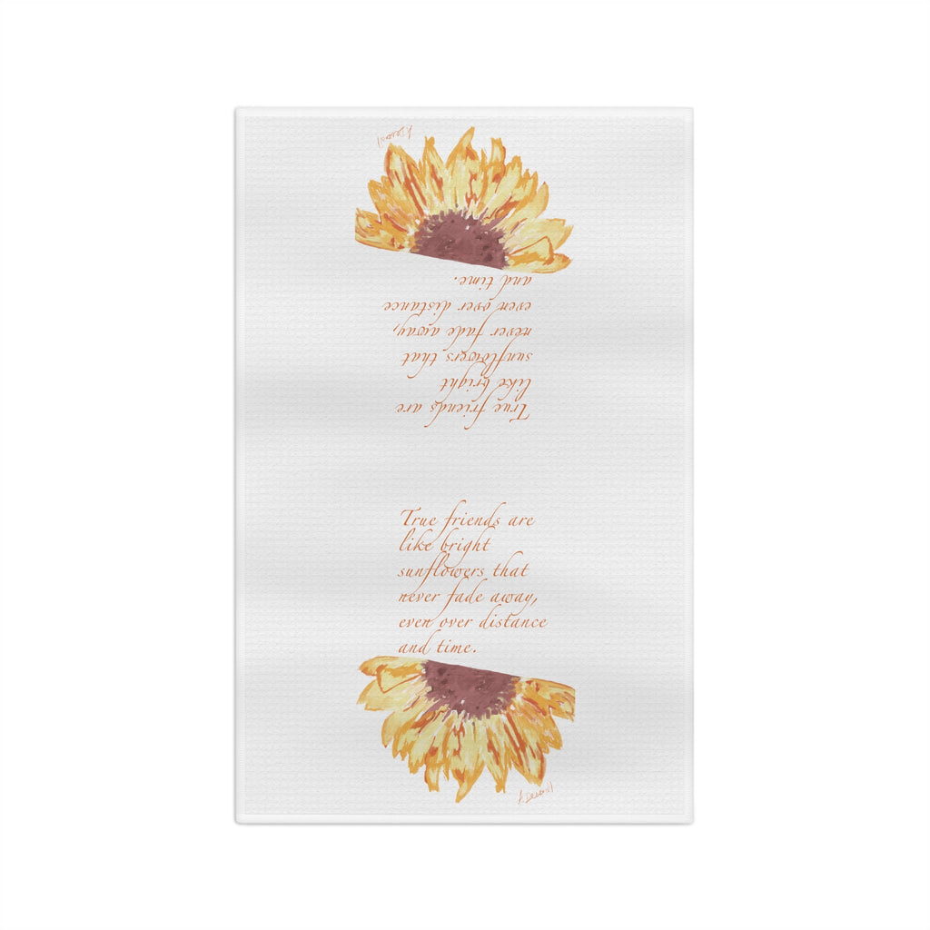 Friendship Sunflower Microfiber Waffle Kitchen Towel - Blue Cava