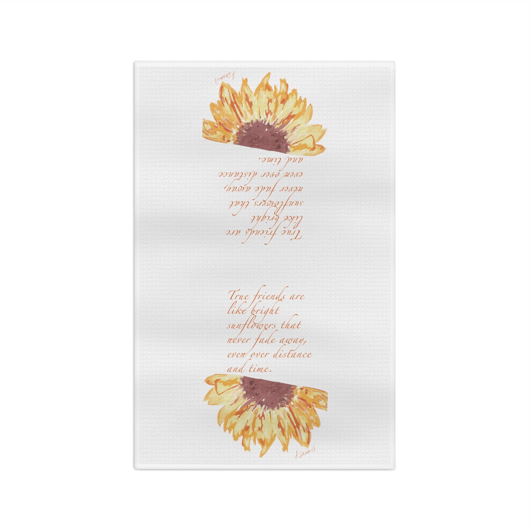 Friendship Sunflower Microfiber Waffle Kitchen Towel - Blue Cava