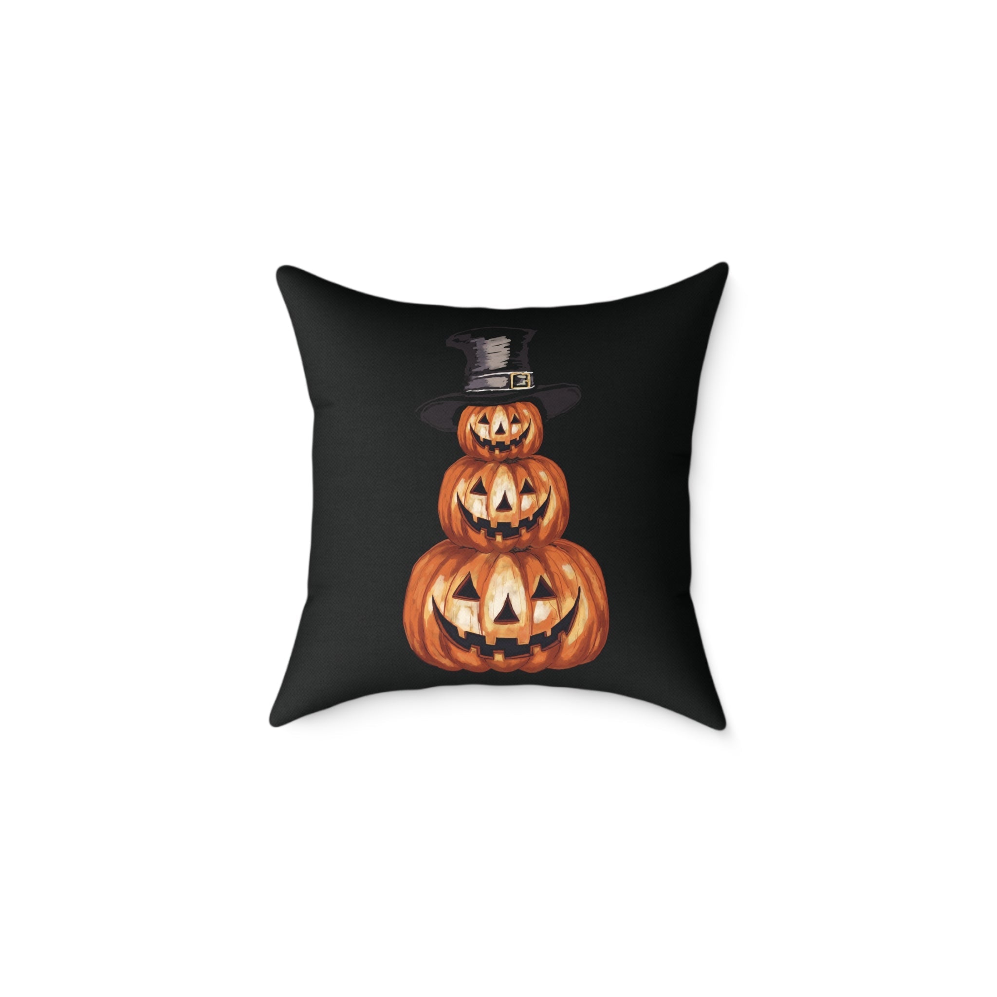 Halloween Jack O’ Lantern Pumpkin Stack Pillow — Orange Jack - O' - Lantern Decorative Cushion - Blue Cava